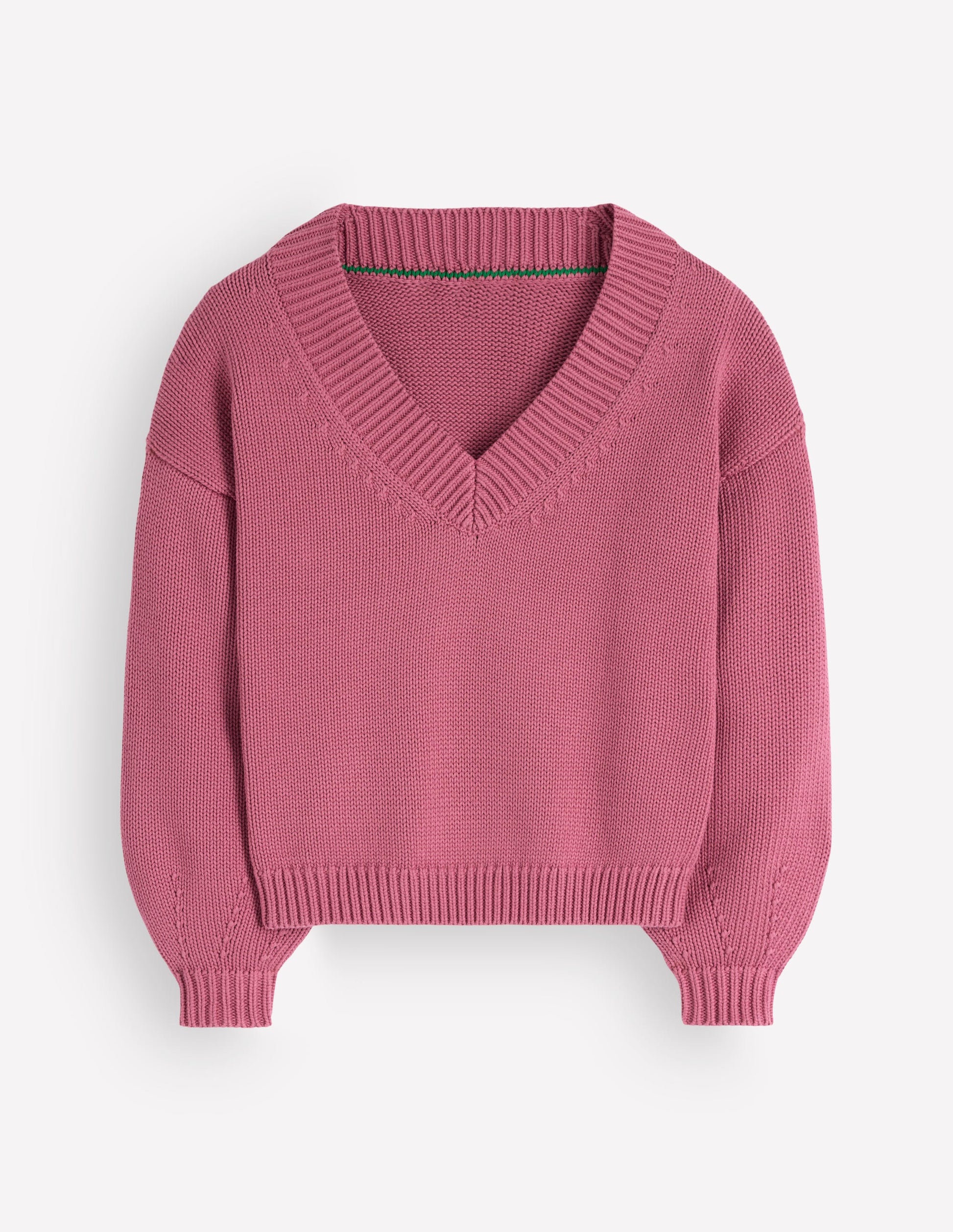 Lucy Cotton V-neck Jumper-Pink Heather-11