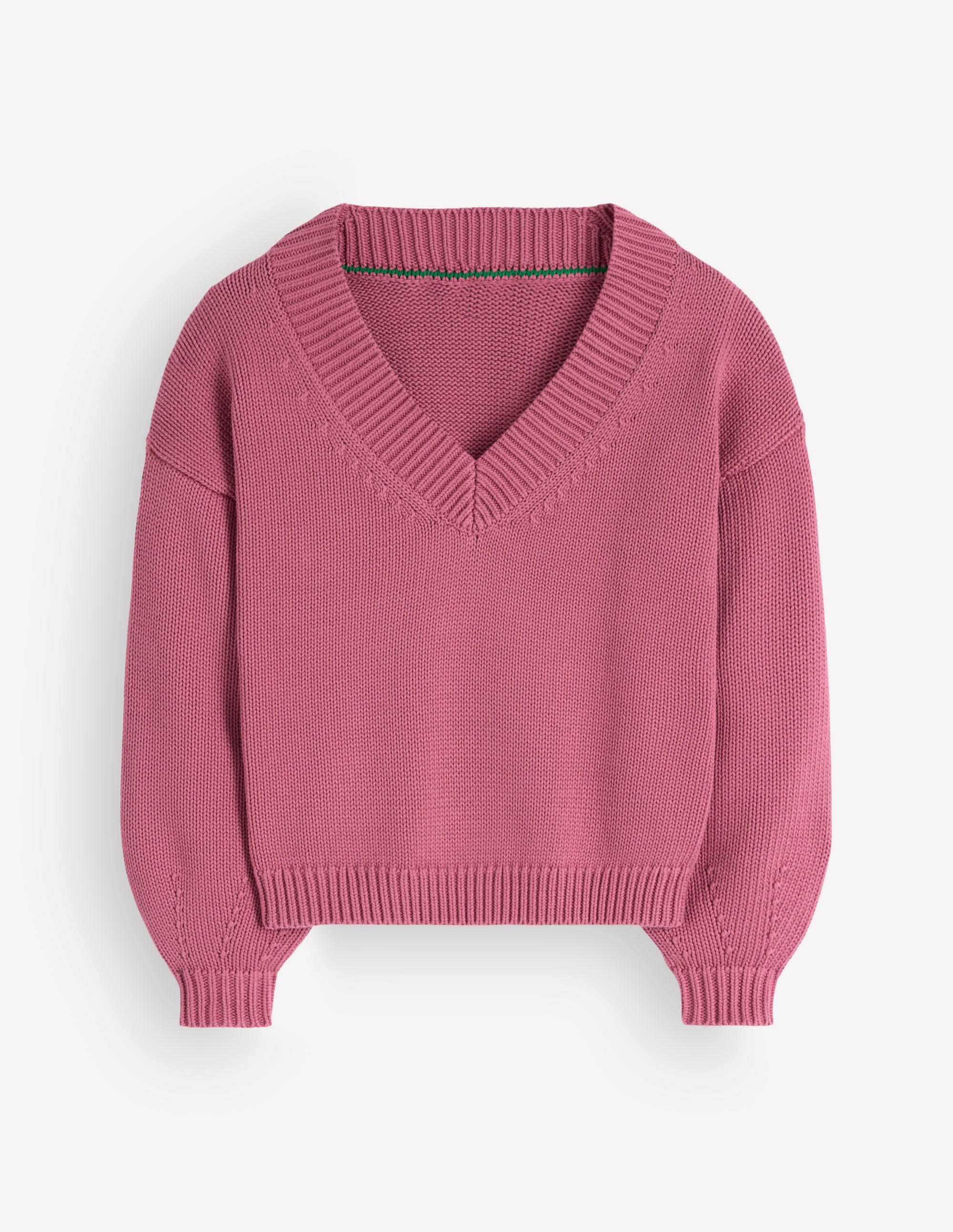 Lucy Cotton V-neck Jumper-Pink Heather - Image 11