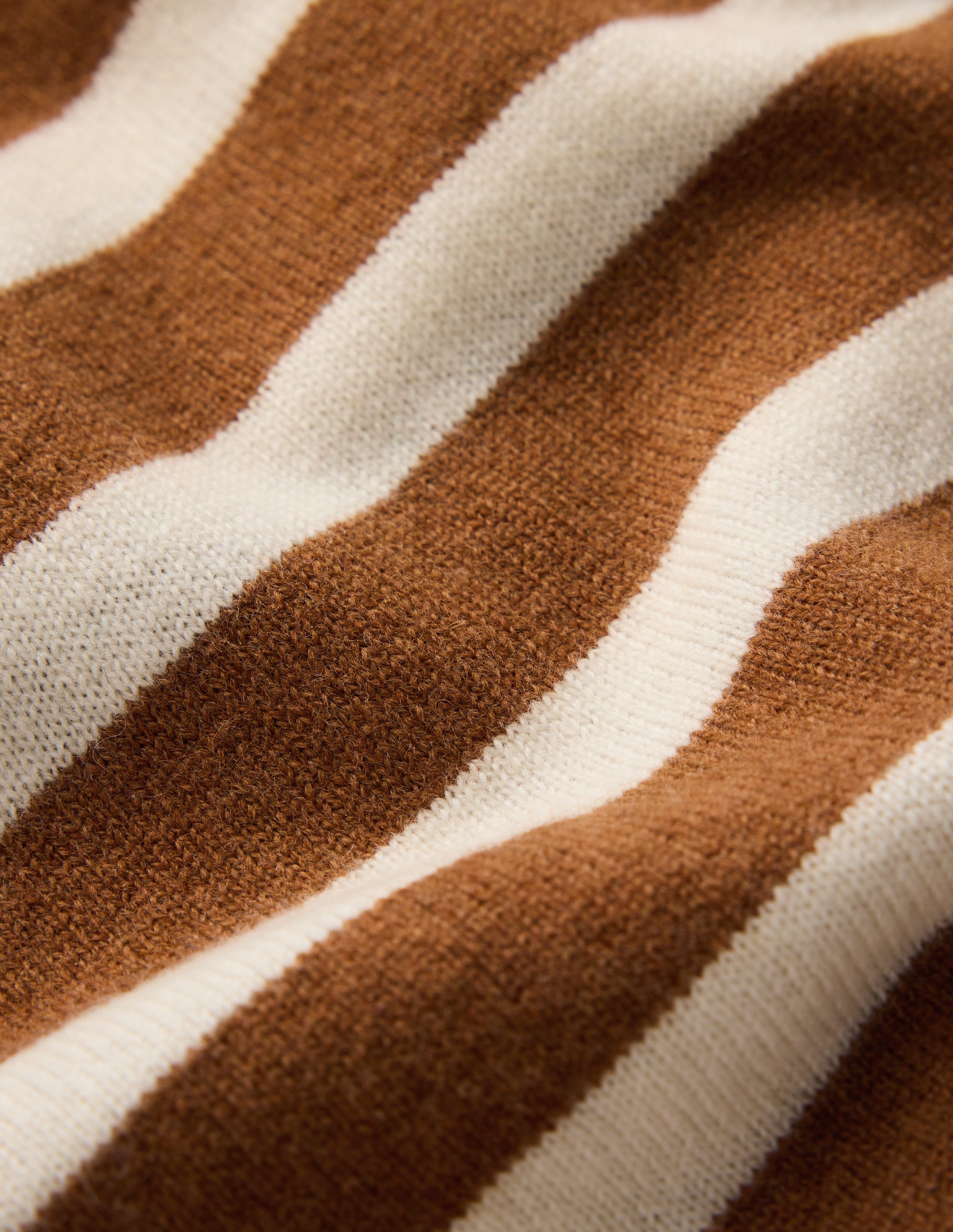 Bow Neck Knitted T-shirt-Gingerbread, Ivory Stripe - Image 7