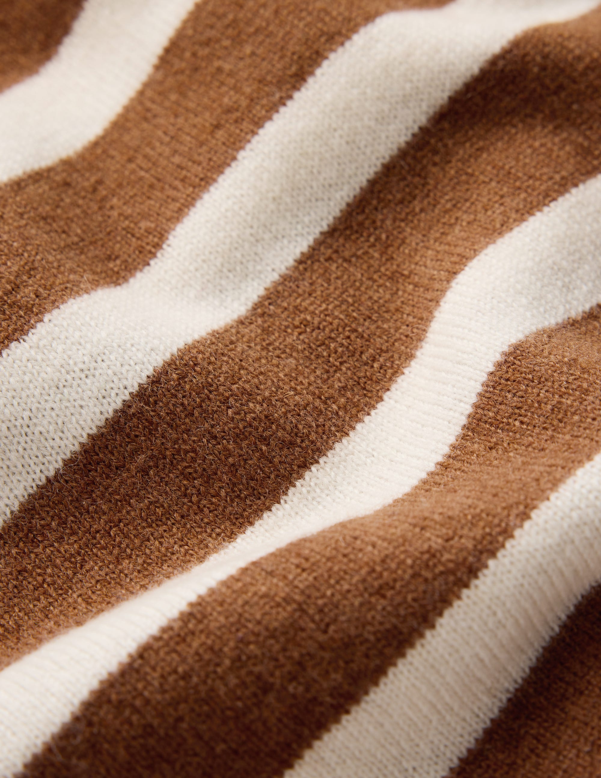 Bow Neck Knitted T-shirt-Gingerbread, Ivory Stripe - Image 7