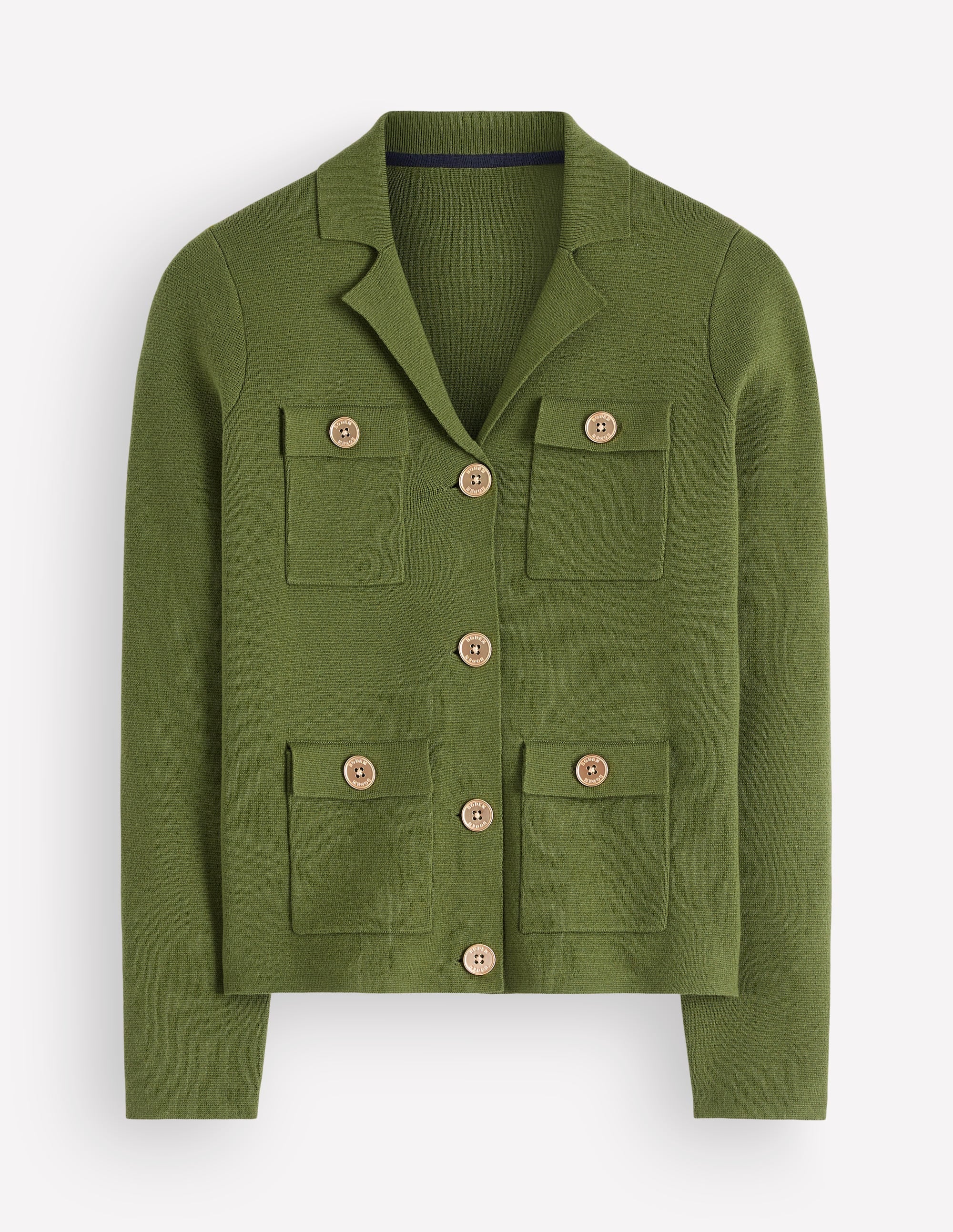 Phoebe Collared Knitted Jacket-Forest Green - Image 5