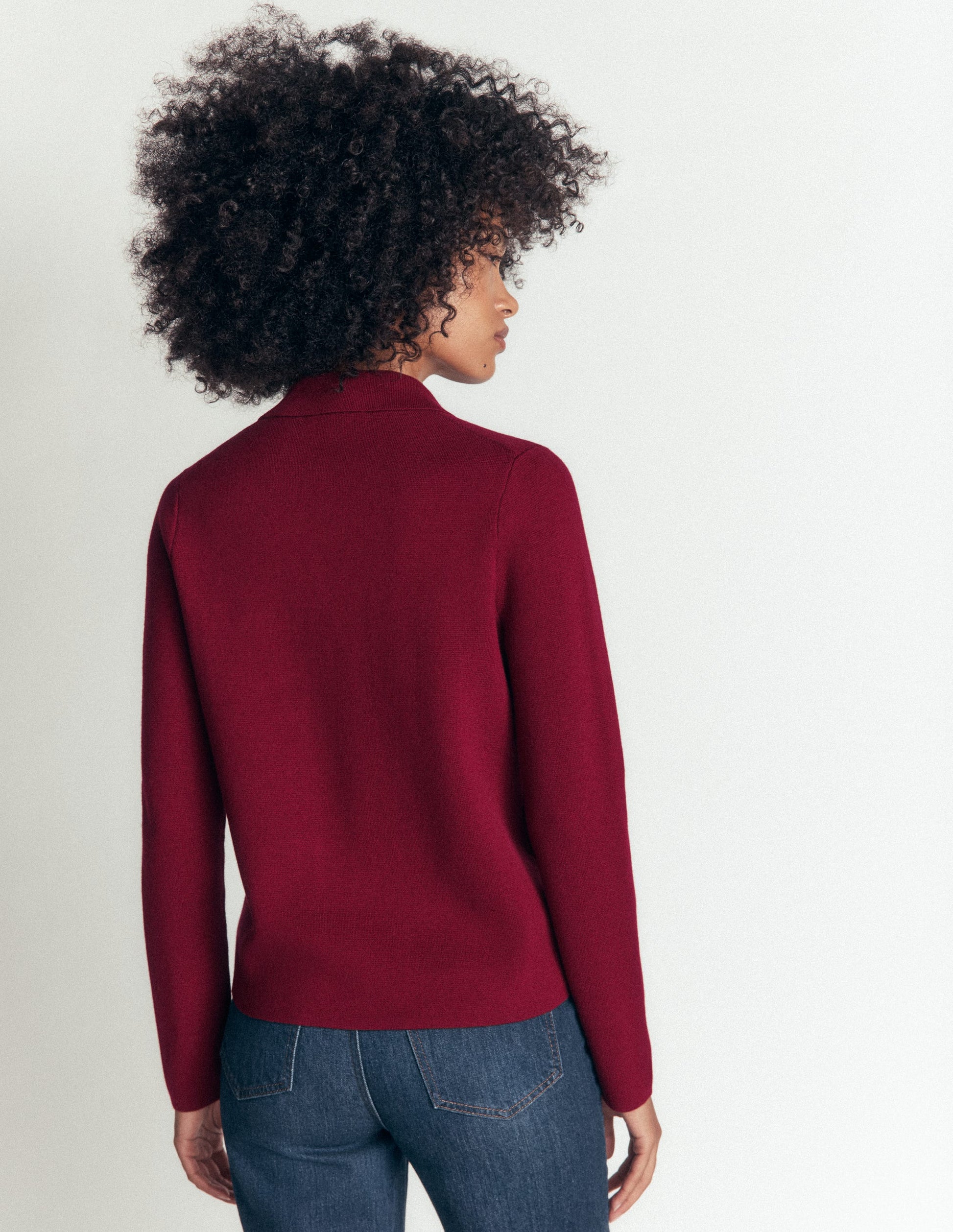 Phoebe Collared Knitted Jacket-Merlot-3