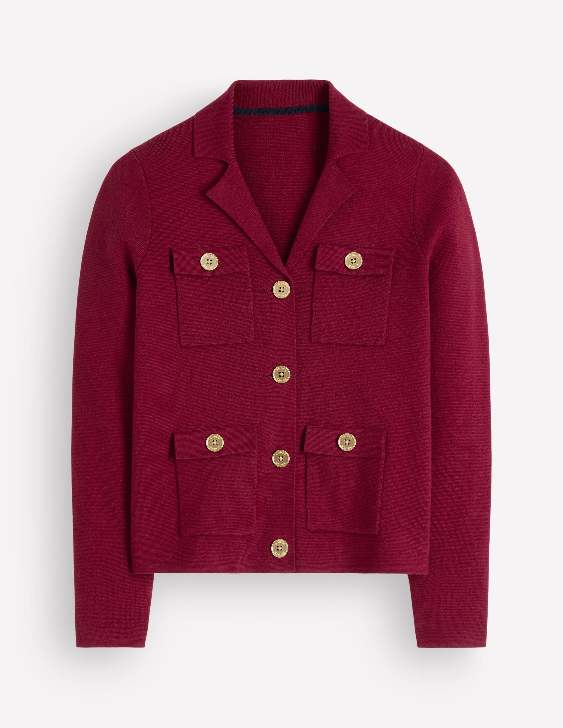 Phoebe Collared Knitted Jacket-Merlot-5
