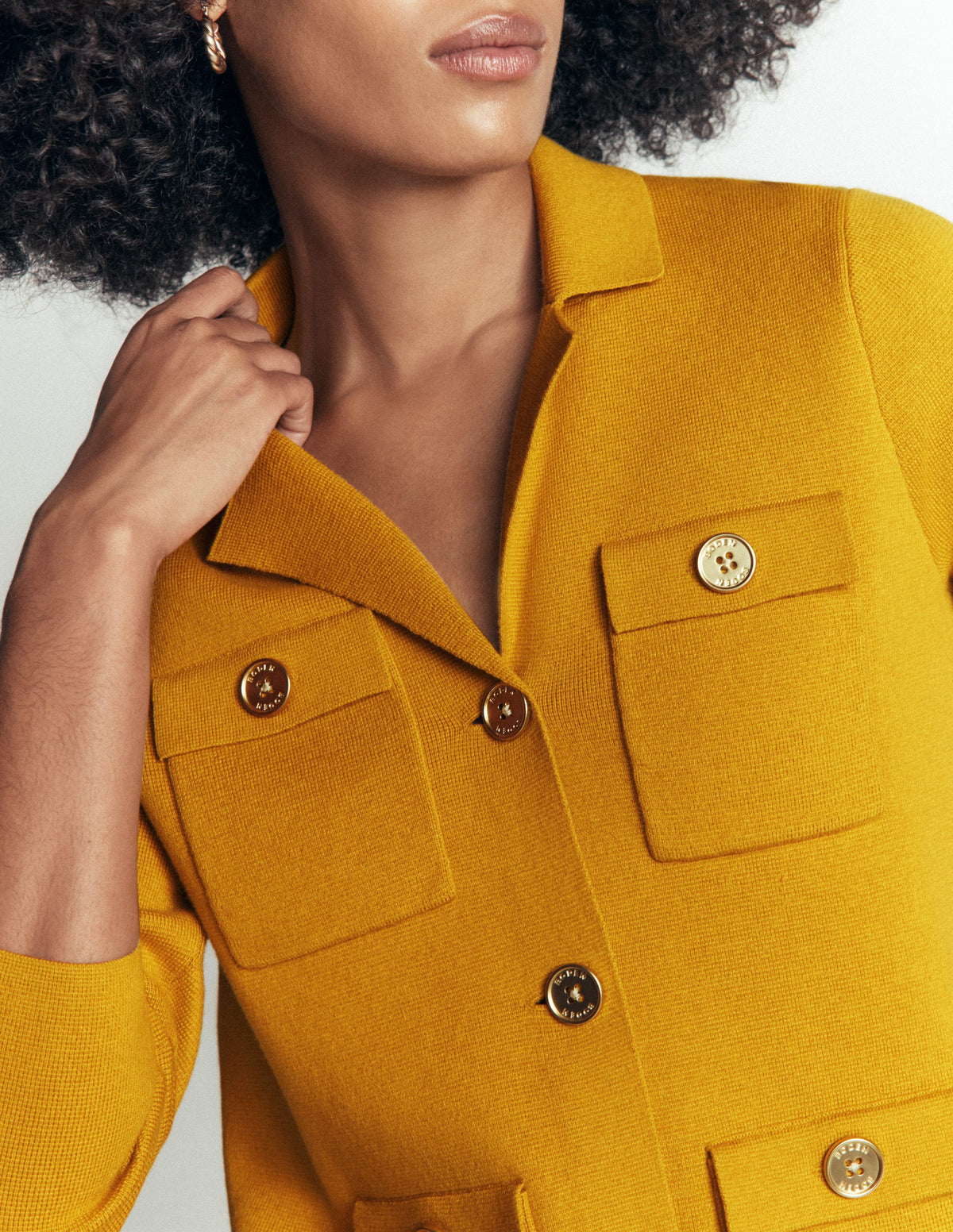 Phoebe Collared Knitted Jacket-Golden Rye-4