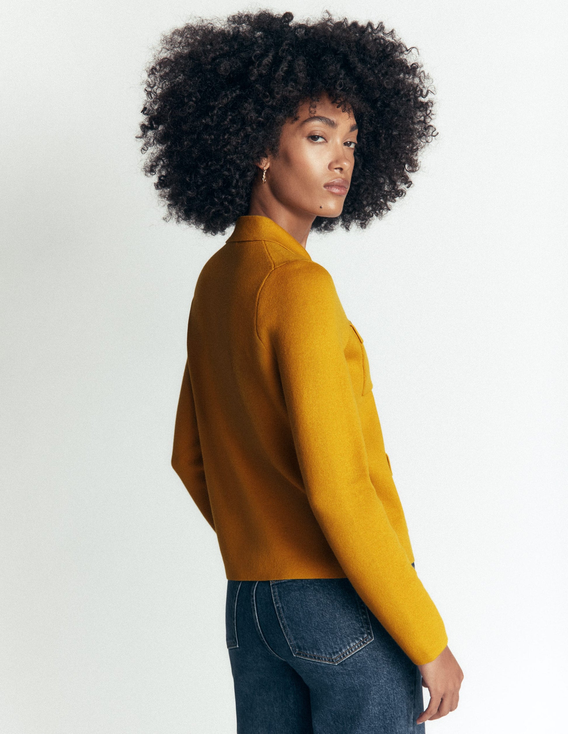 Phoebe Collared Knitted Jacket-Golden Rye-5