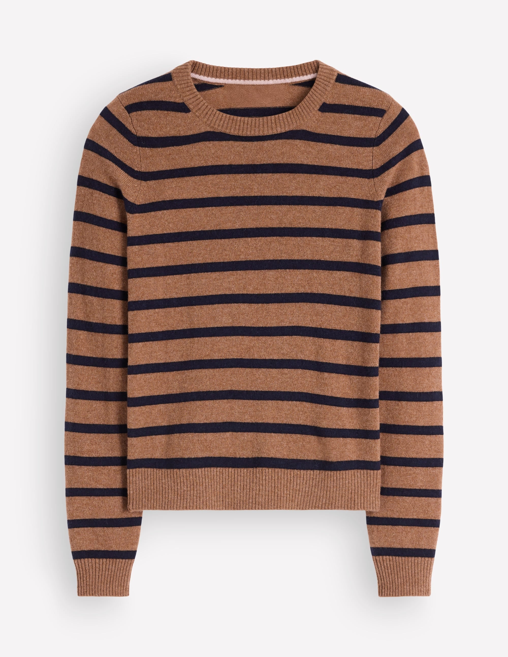 Elsie Cashmere Crew Jumper-Warm Ginger, Stripe - Image 5