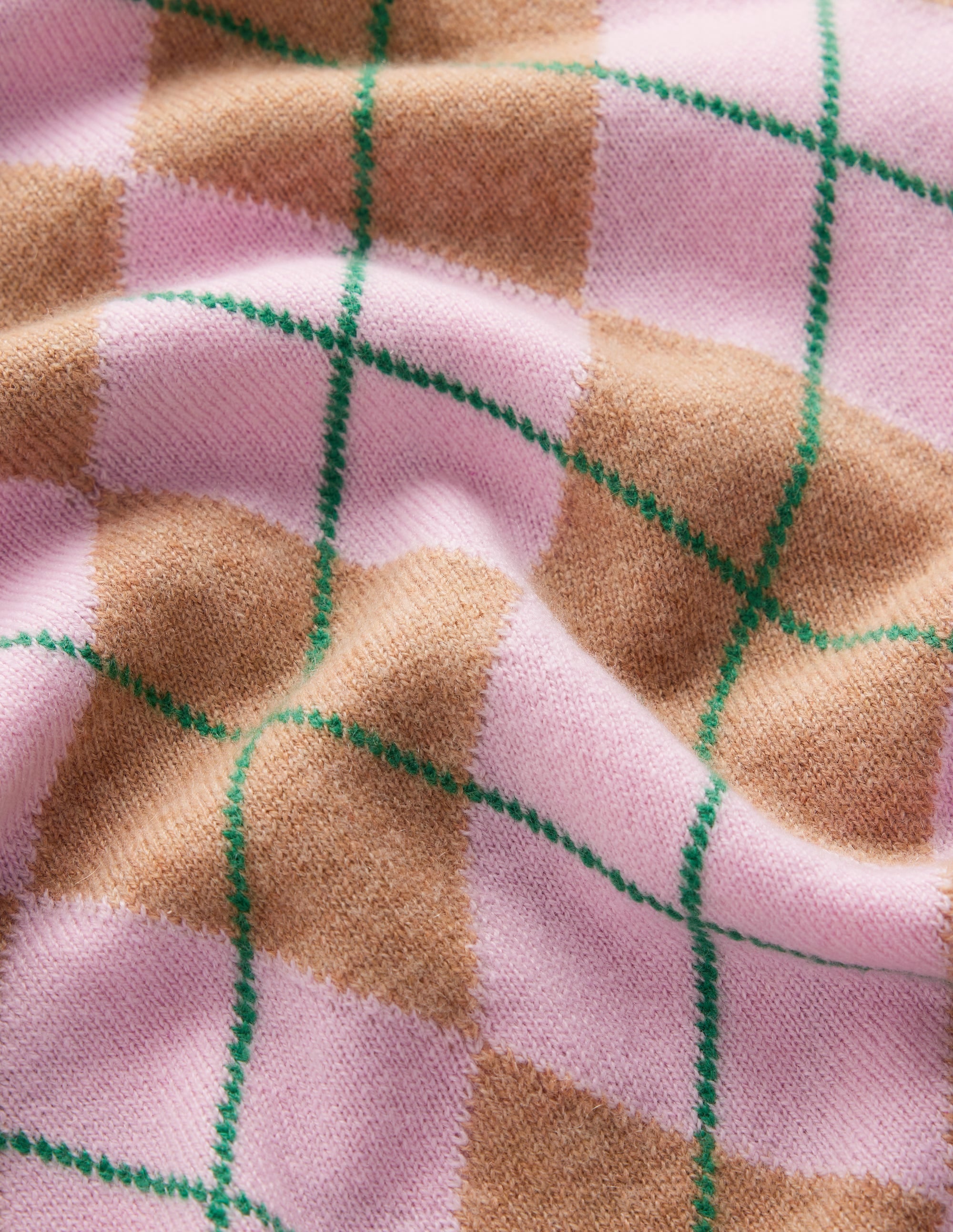 Elsie Cashmere Crew Jumper-Pink Heather, Argyle - Image 7