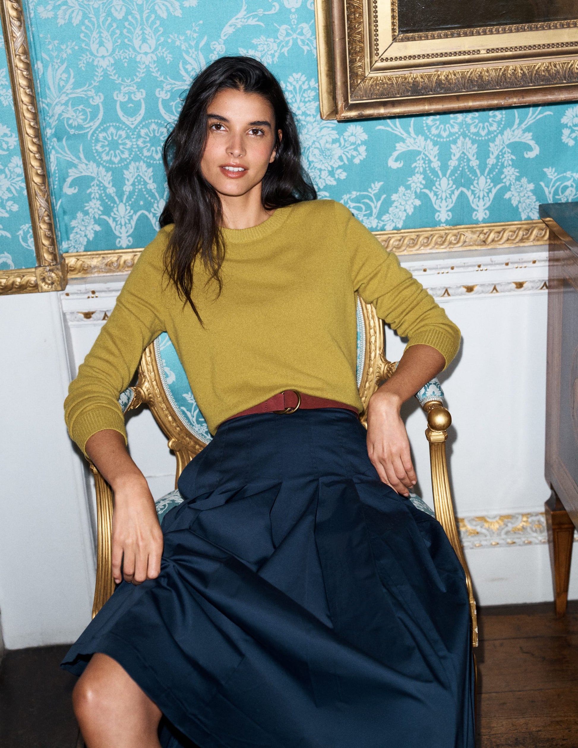 Elsie Cashmere Crew Jumper-Spiced Yellow-1