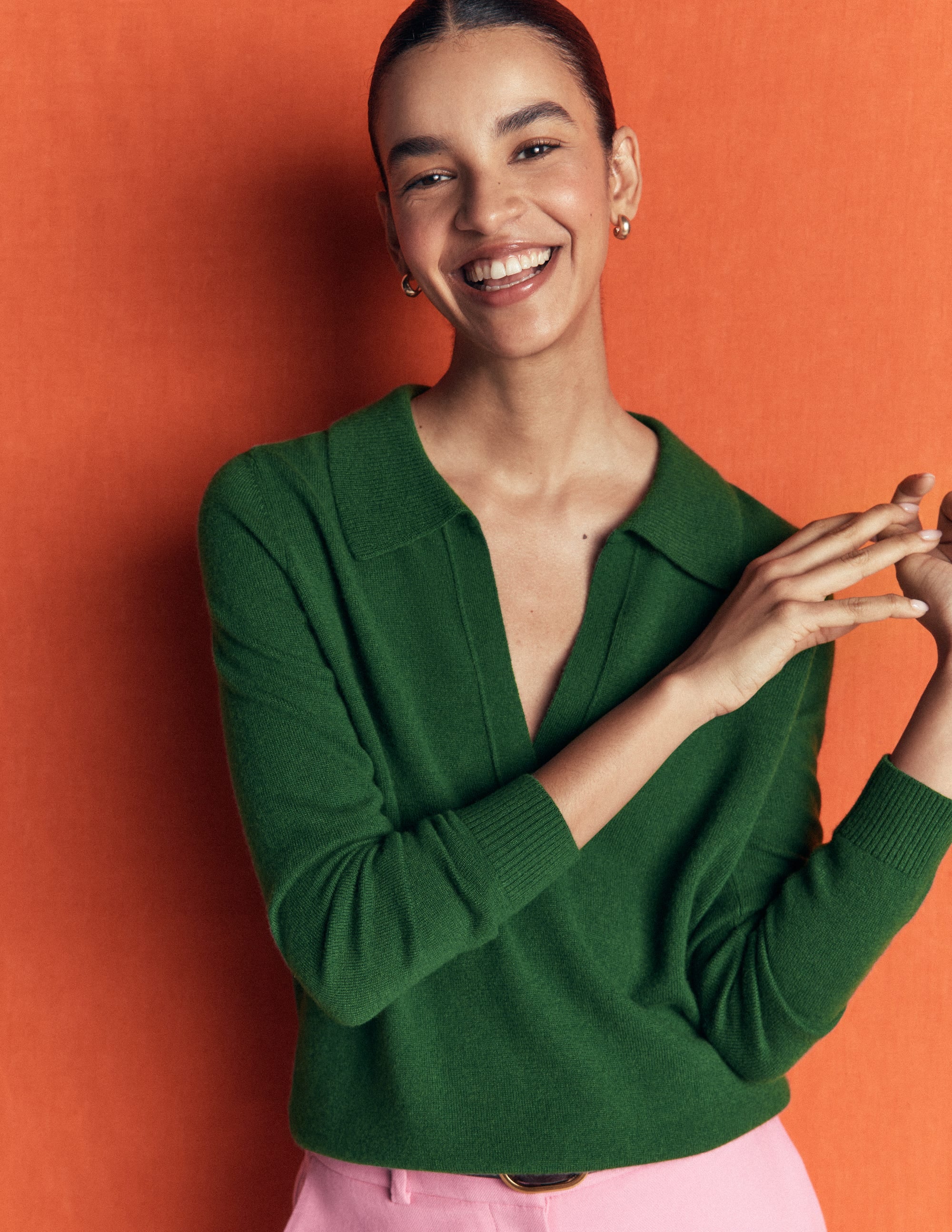 Elsie Cashmere Henley Jumper-Fresh Green - Image 2