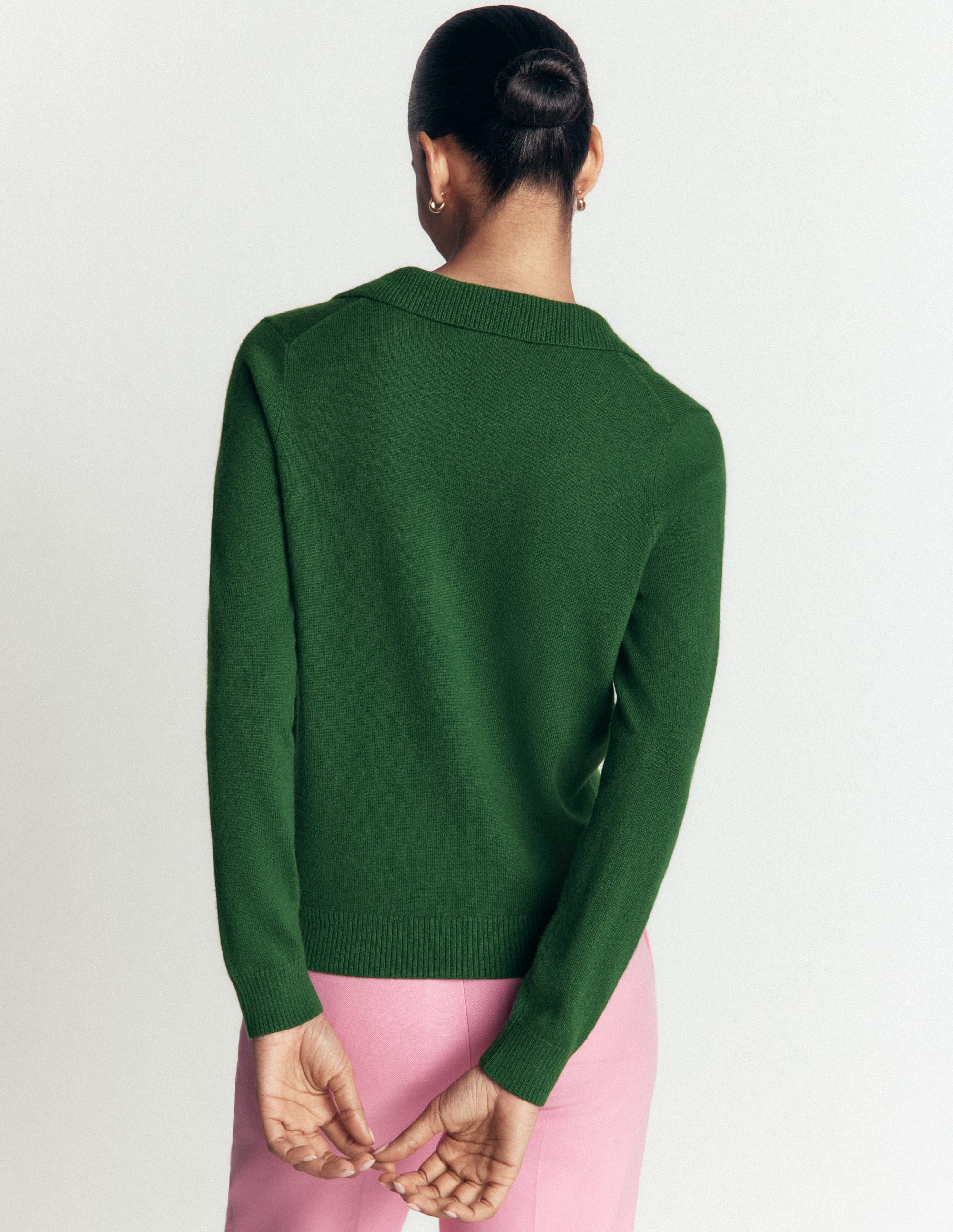 Elsie Cashmere Henley Jumper-Fresh Green - Image 3