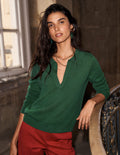 Elsie Cashmere Henley Jumper-Fresh Green