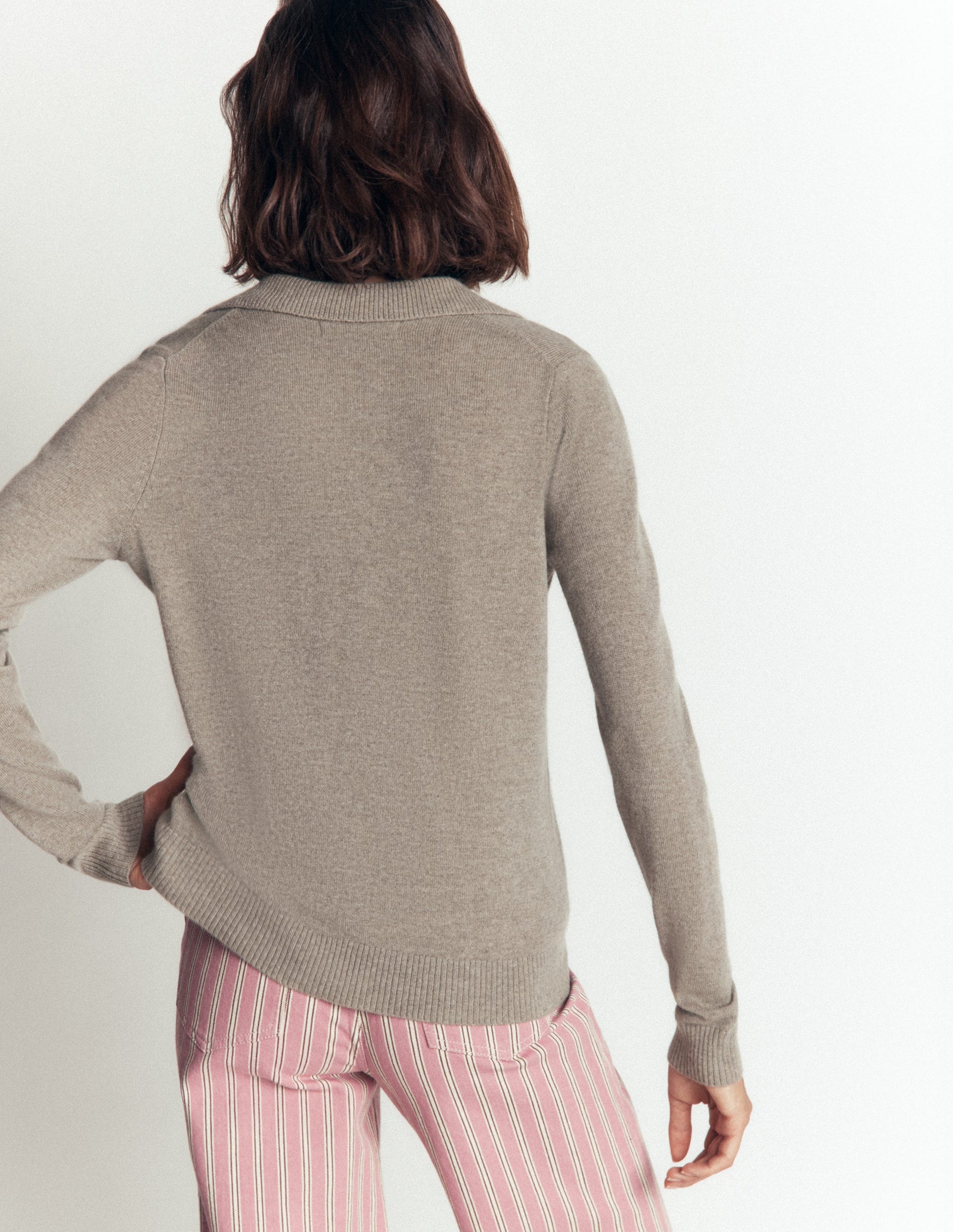 Elsie Cashmere Henley Jumper-Mink Melange-3
