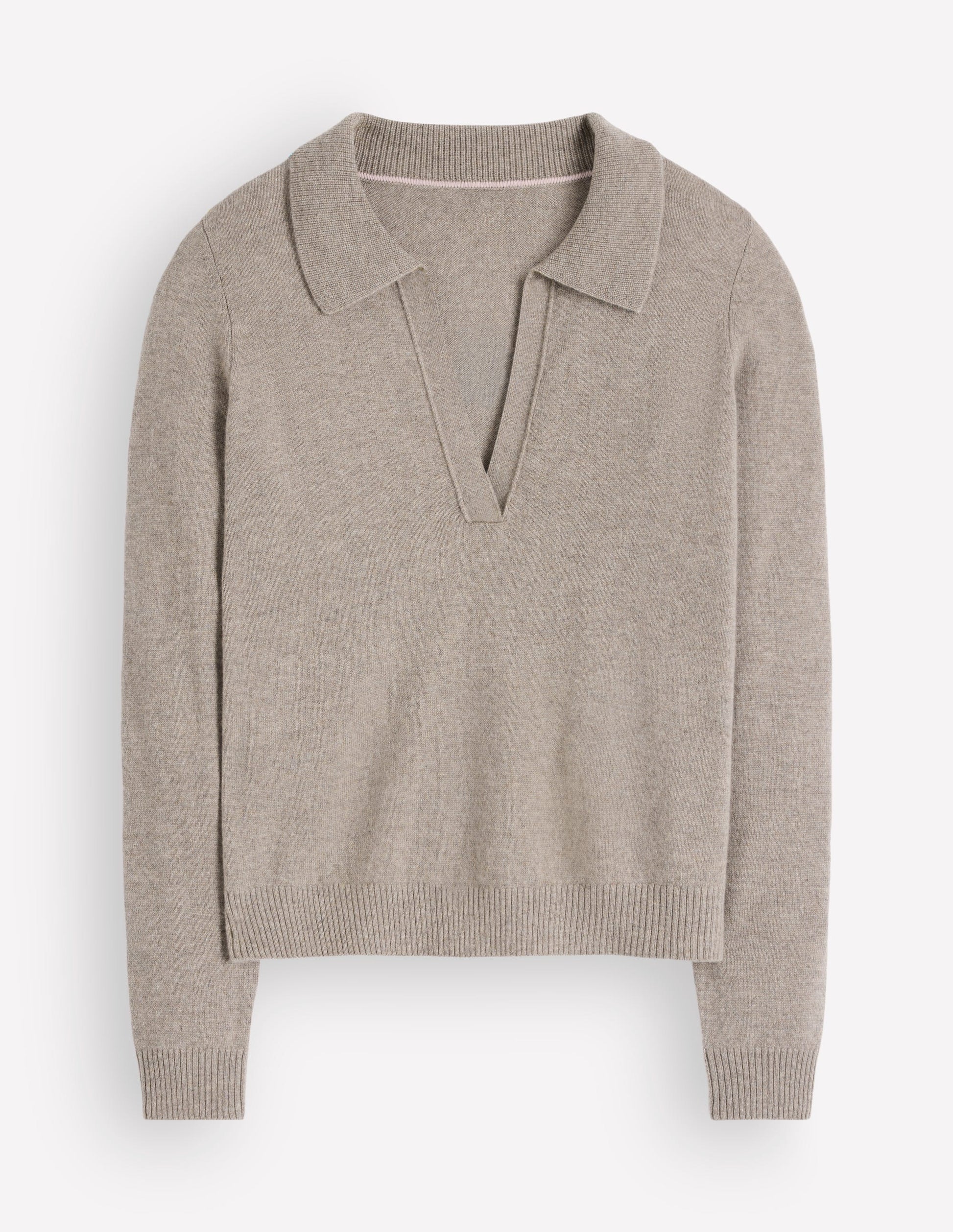 Elsie Cashmere Henley Jumper-Mink Melange-5