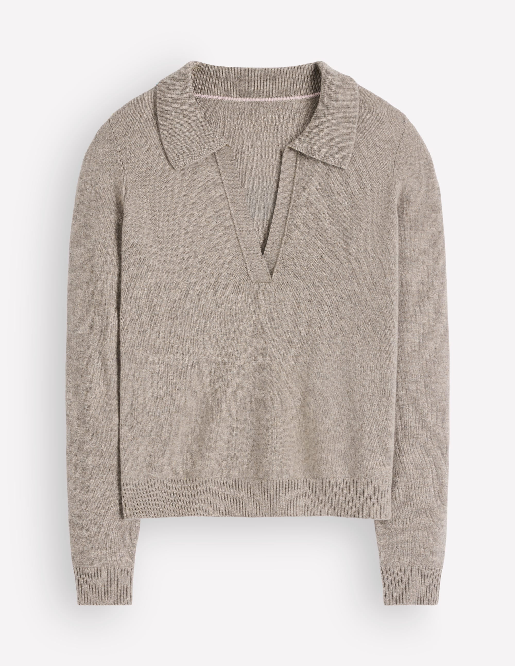 Elsie Cashmere Henley Jumper-Mink Melange - Image 5