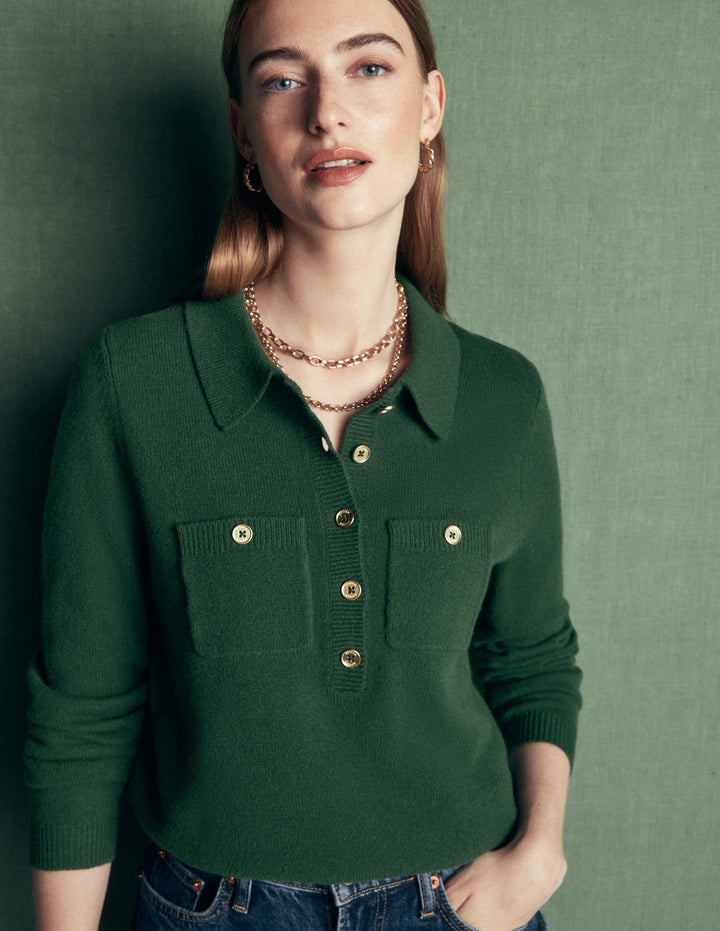 Marianne Merino Wool Jumper-Hunter Green