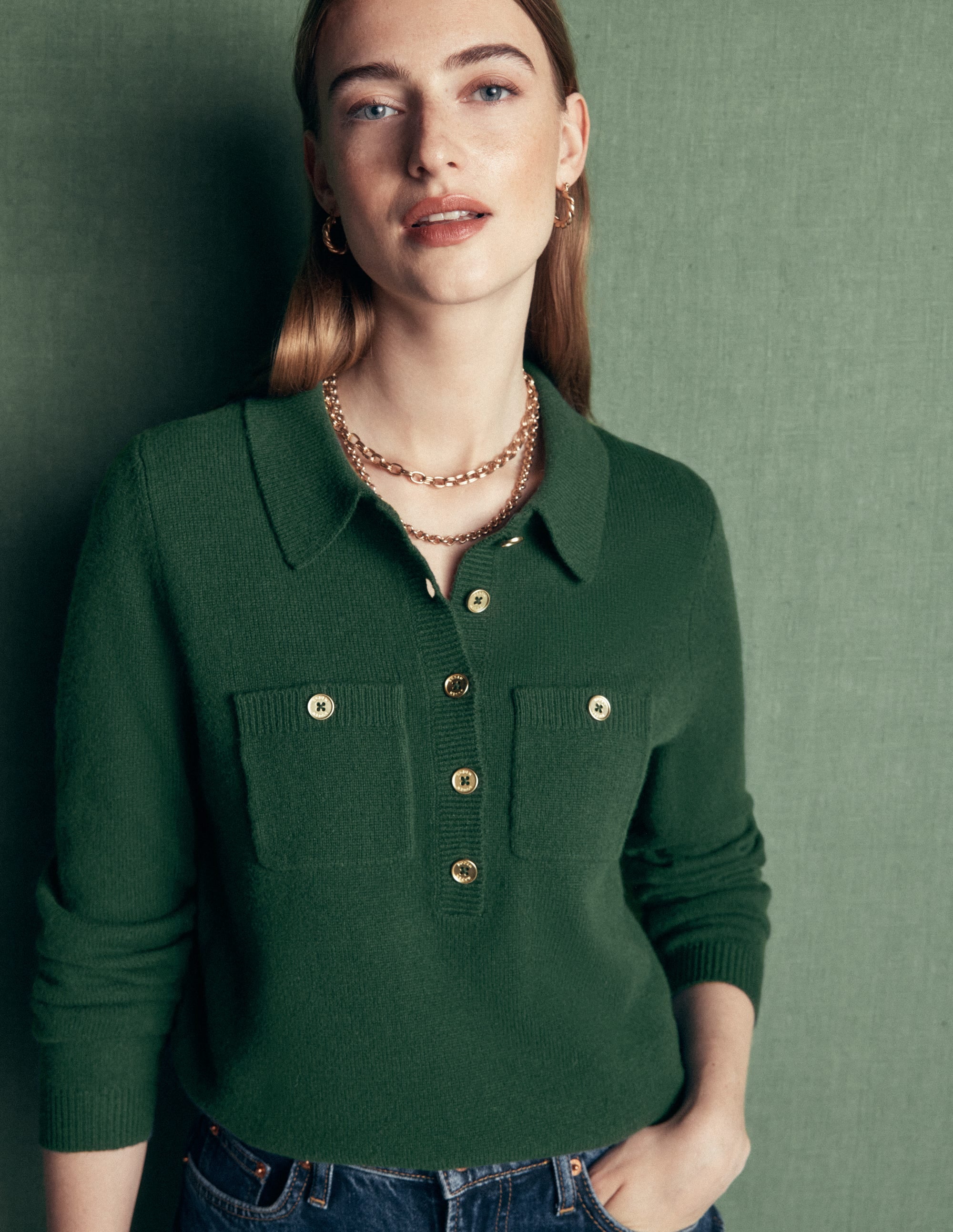 Marianne Merino Wool Jumper-Hunter Green - Image 1