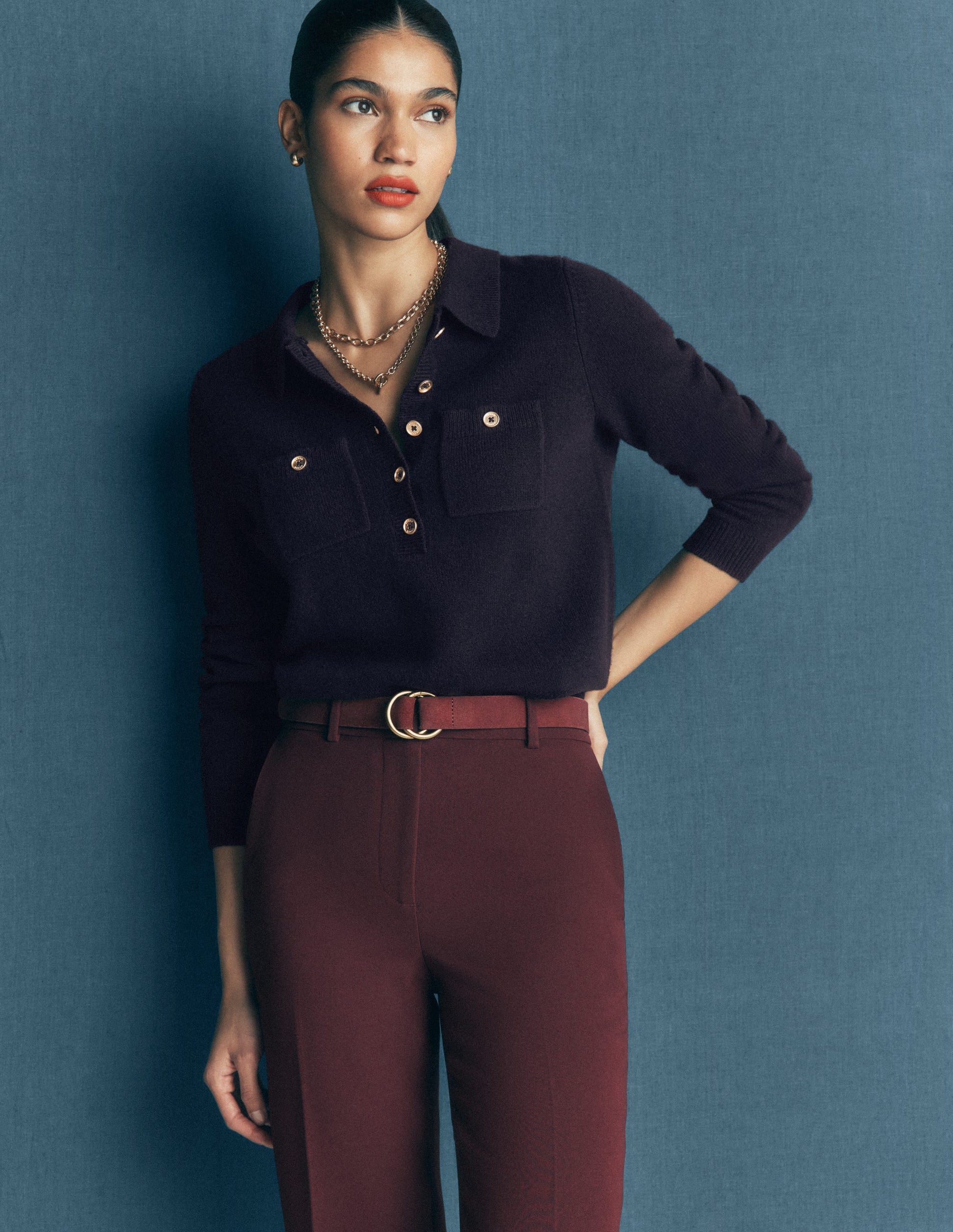 Marianne Merino Wool Jumper-Navy-2