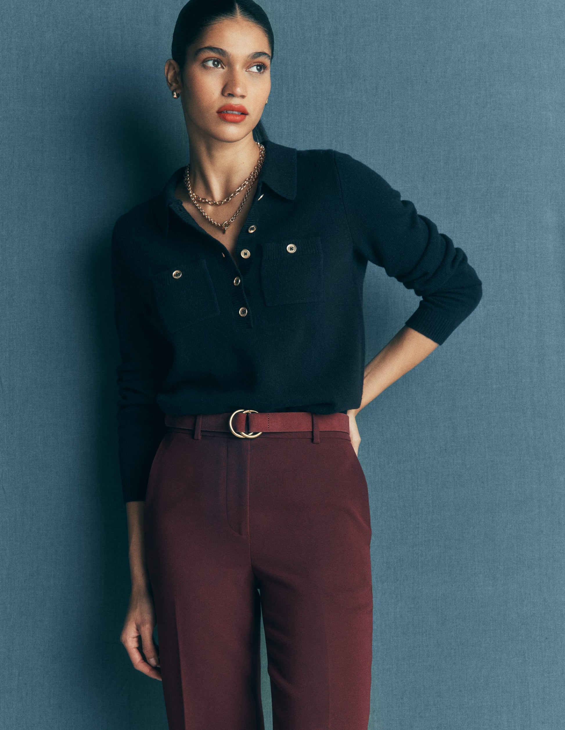 Marianne Merino Wool Jumper-Navy-1