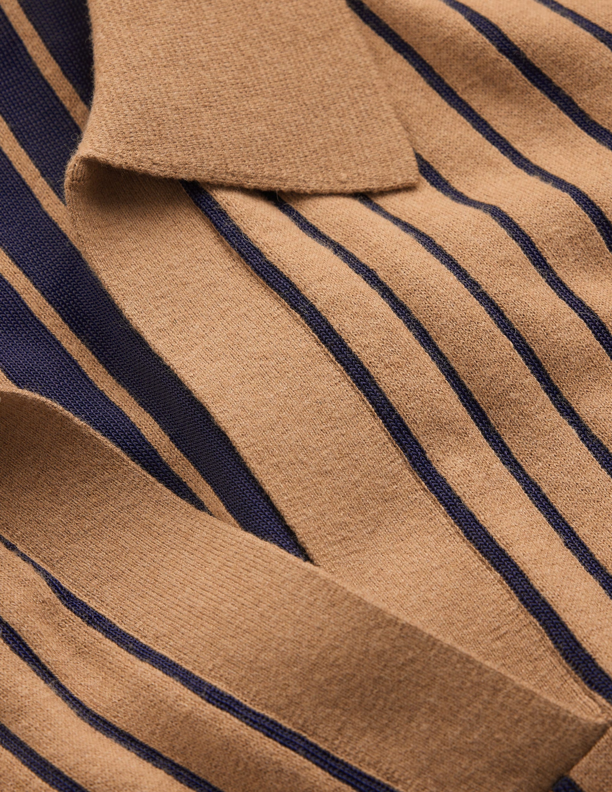 Jacquard Knitted T-Shirt-Camel, Navy Stripe-5