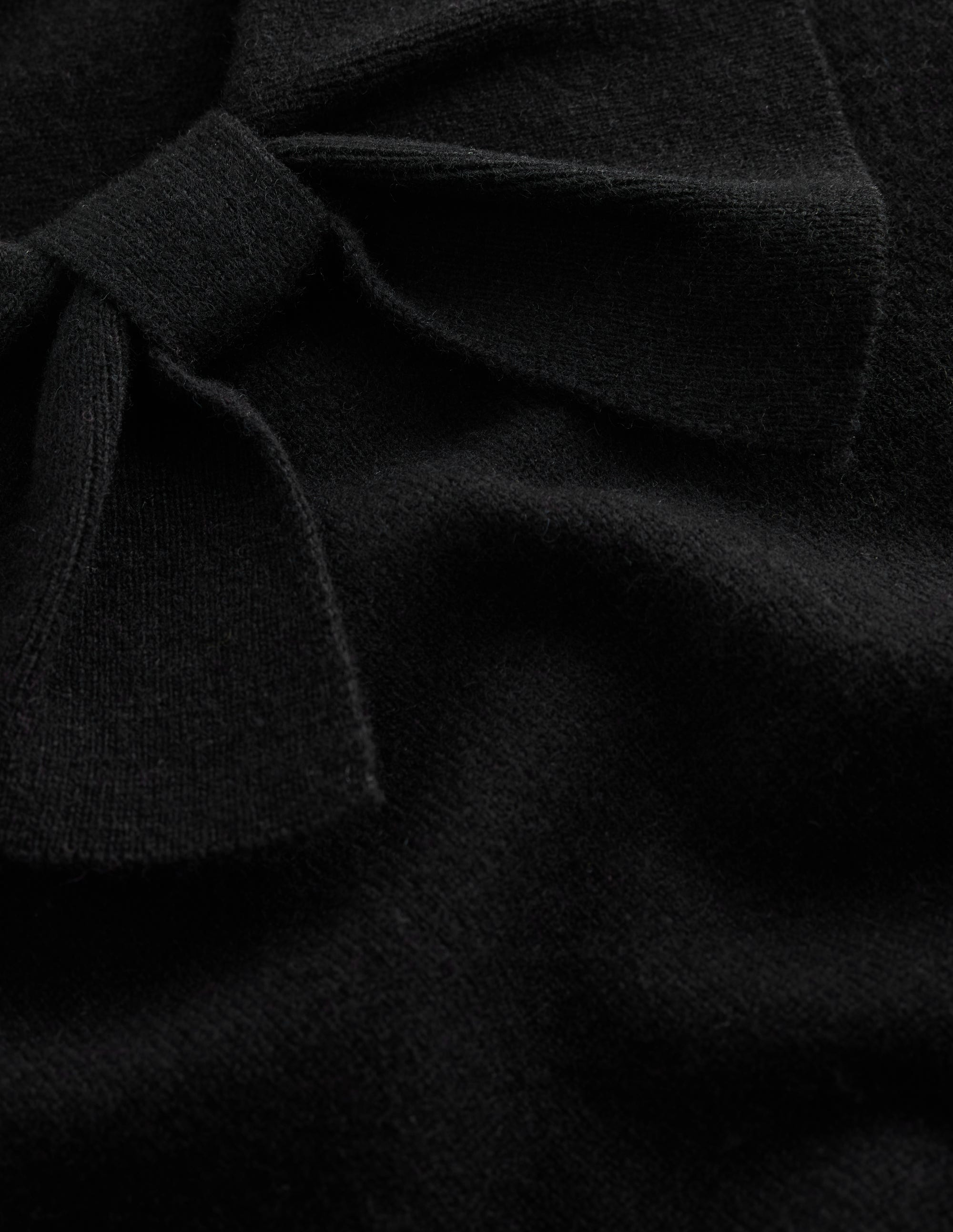 Bow Neck Knitted Jumper-Black - Image 6