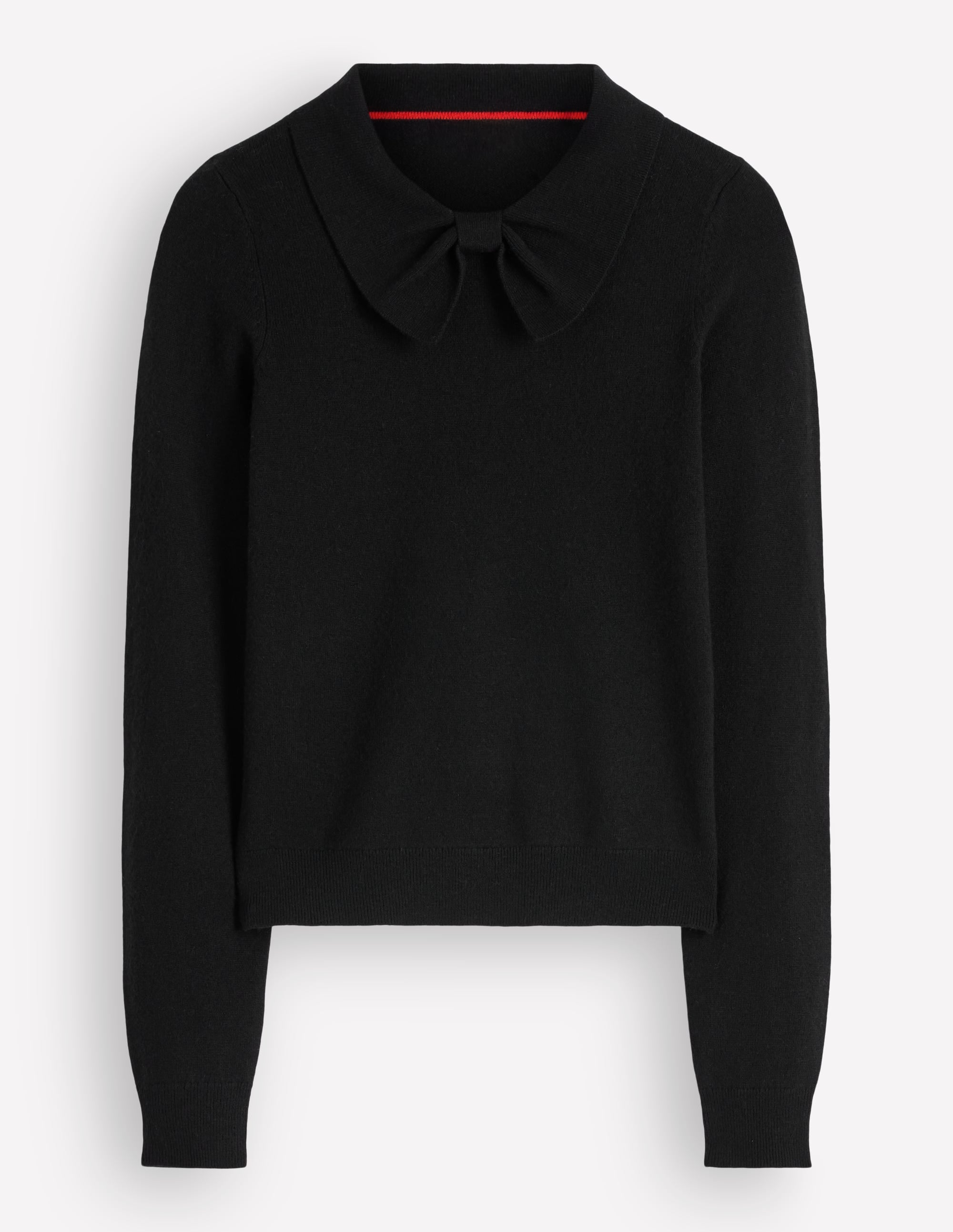 Bow Neck Knitted Jumper-Black - Image 5