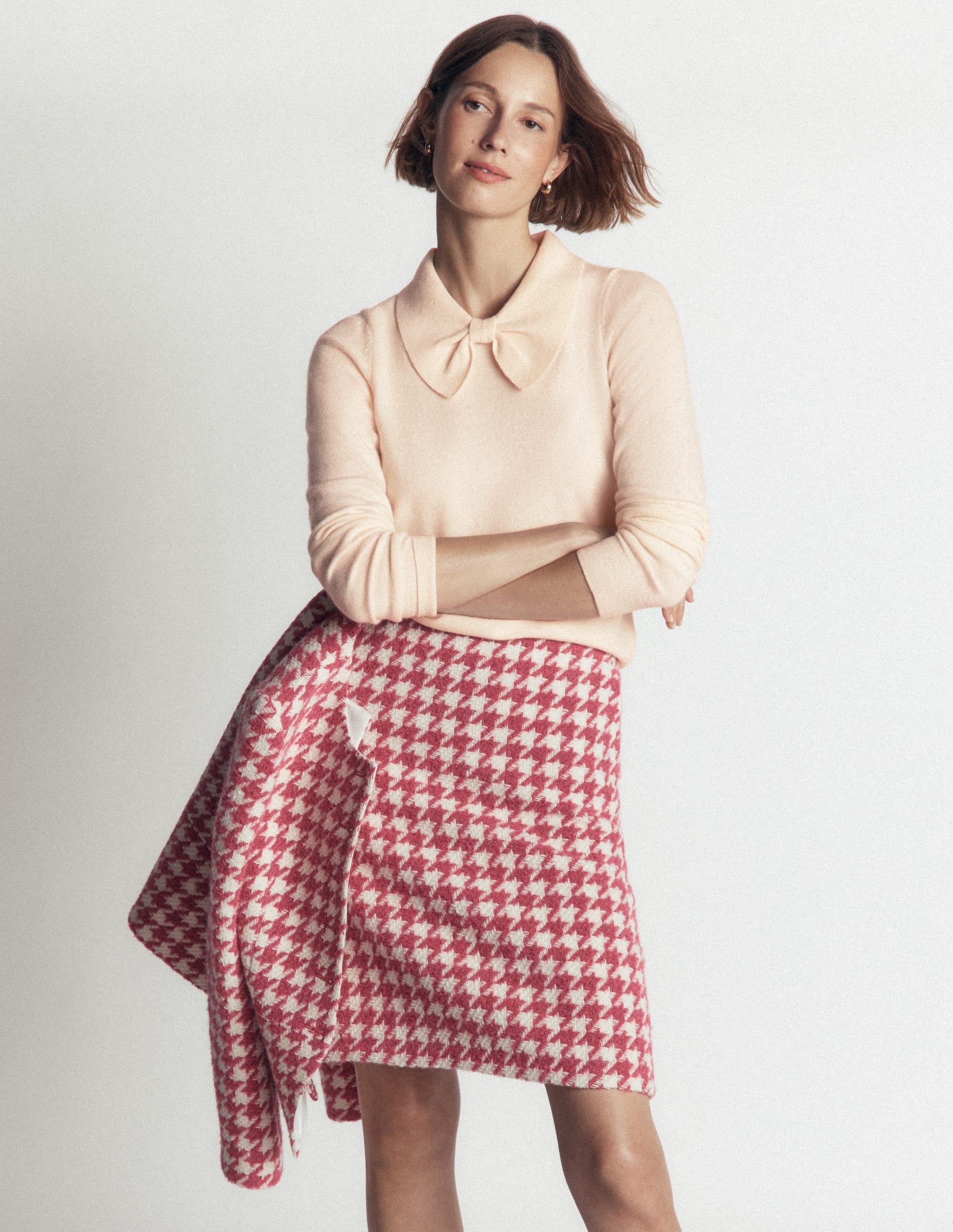 Bow Neck Knitted Jumper-Ivory - Image 1
