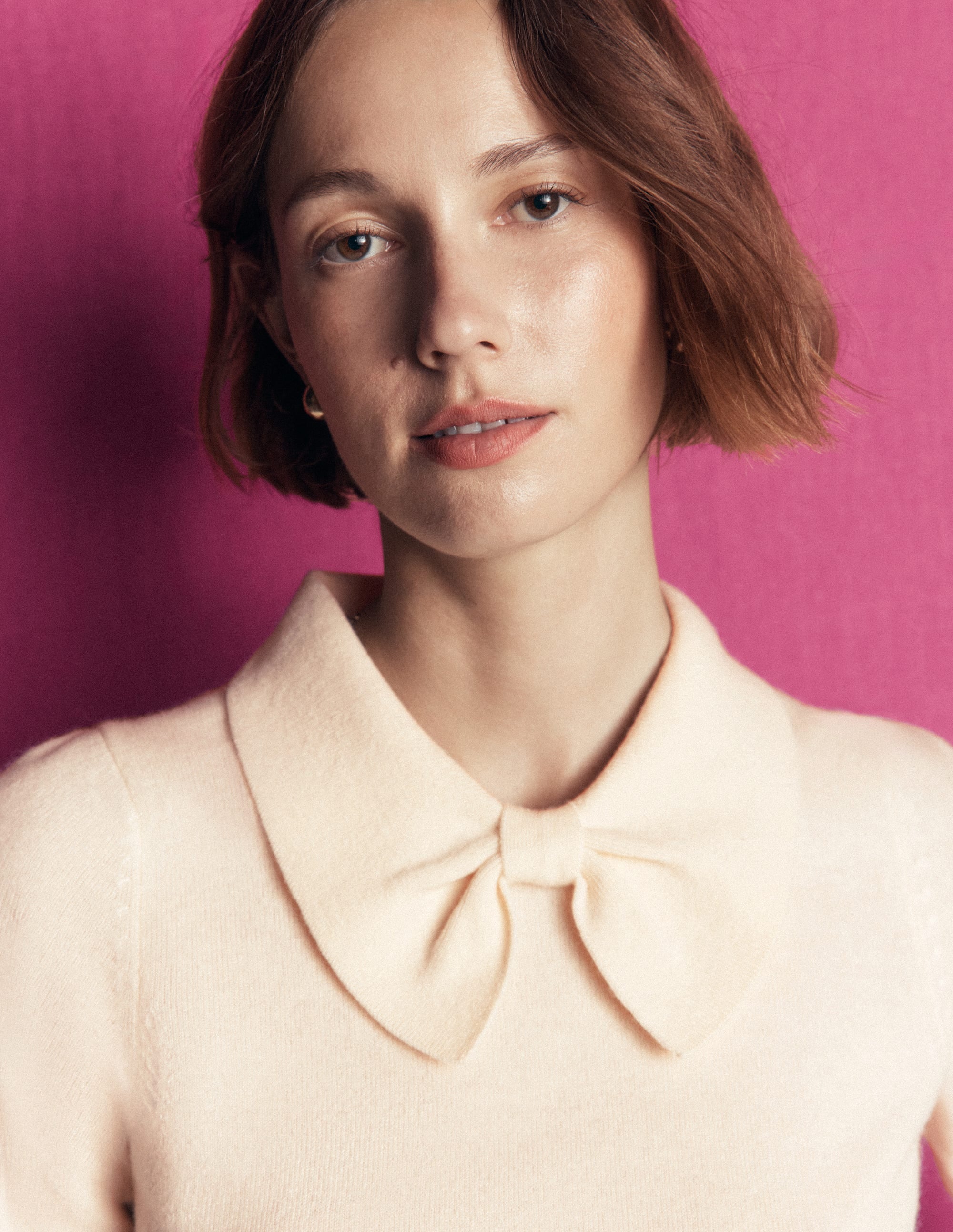 Bow Neck Knitted Jumper-Ivory - Image 2
