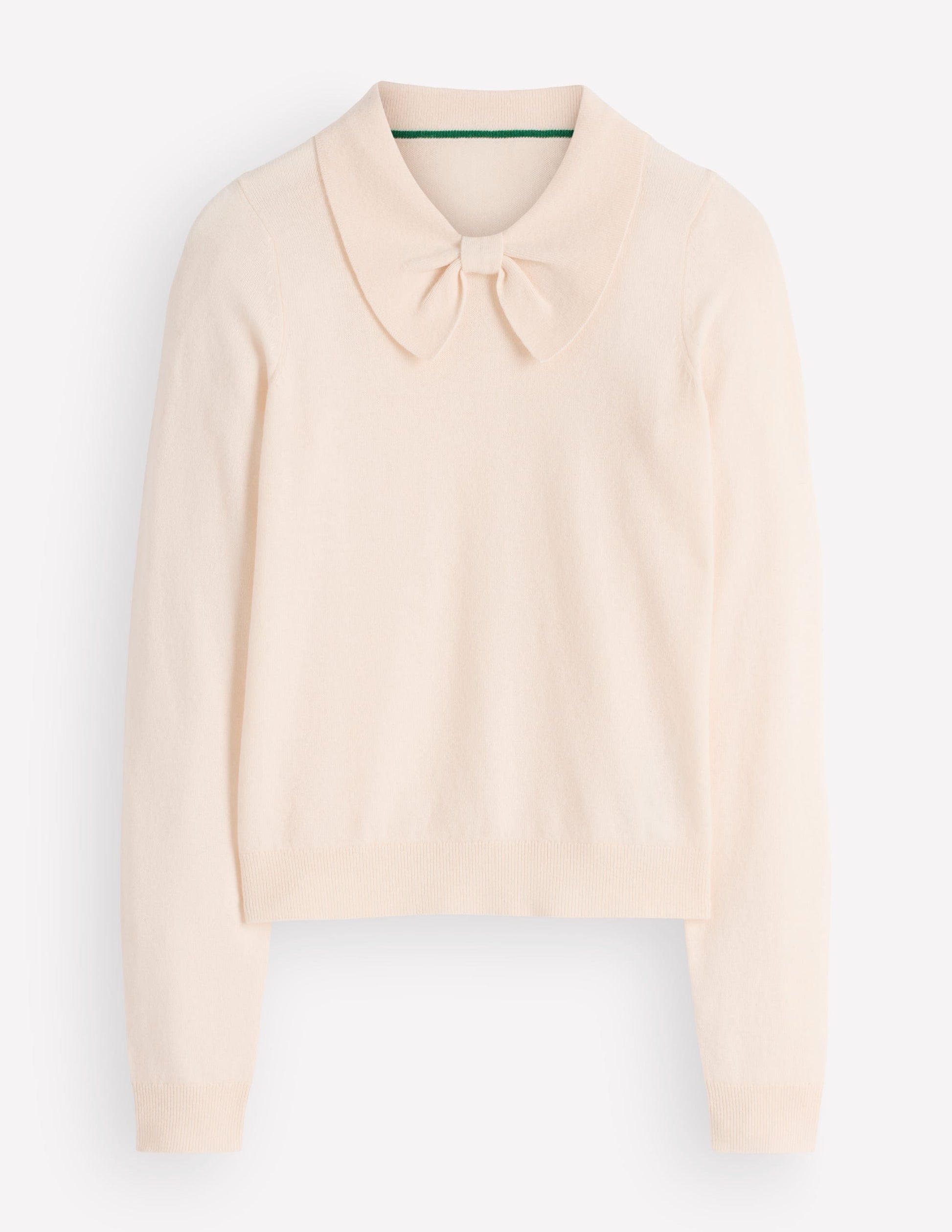 Bow Neck Knitted Jumper-Ivory-5