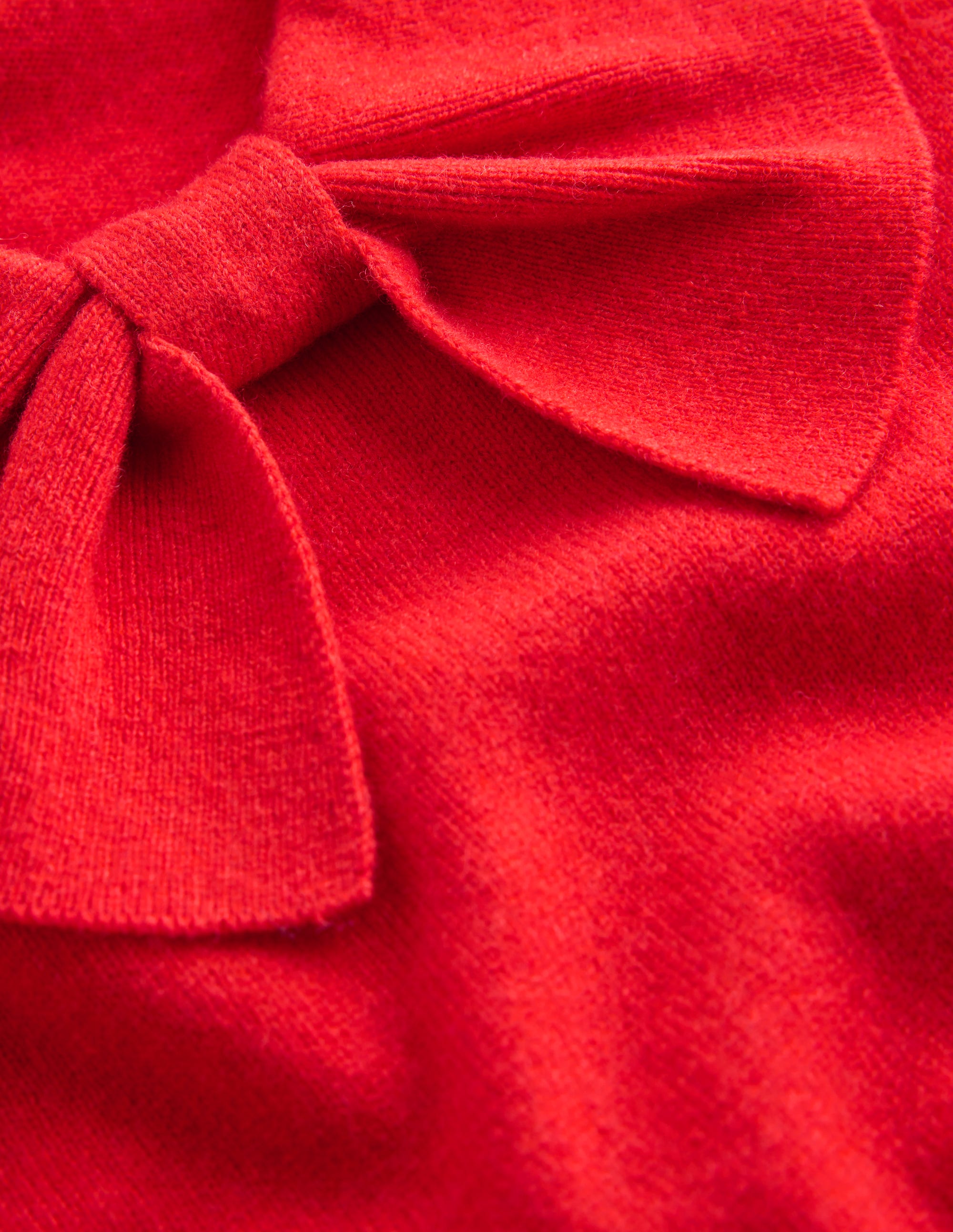 Bow Neck Knitted Jumper-Poppy Red - Image 8