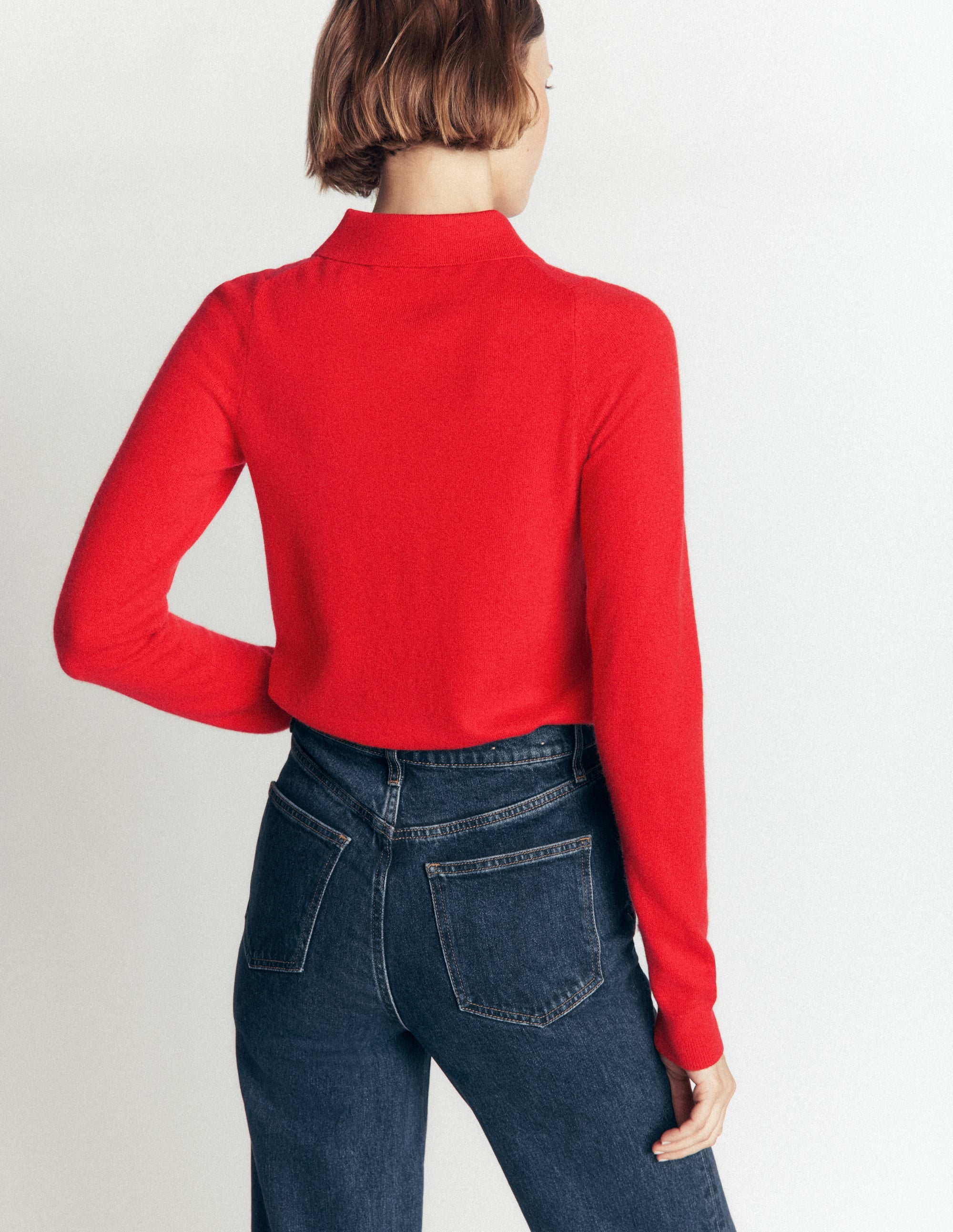 Bow Neck Knitted Jumper-Poppy Red - Image 3