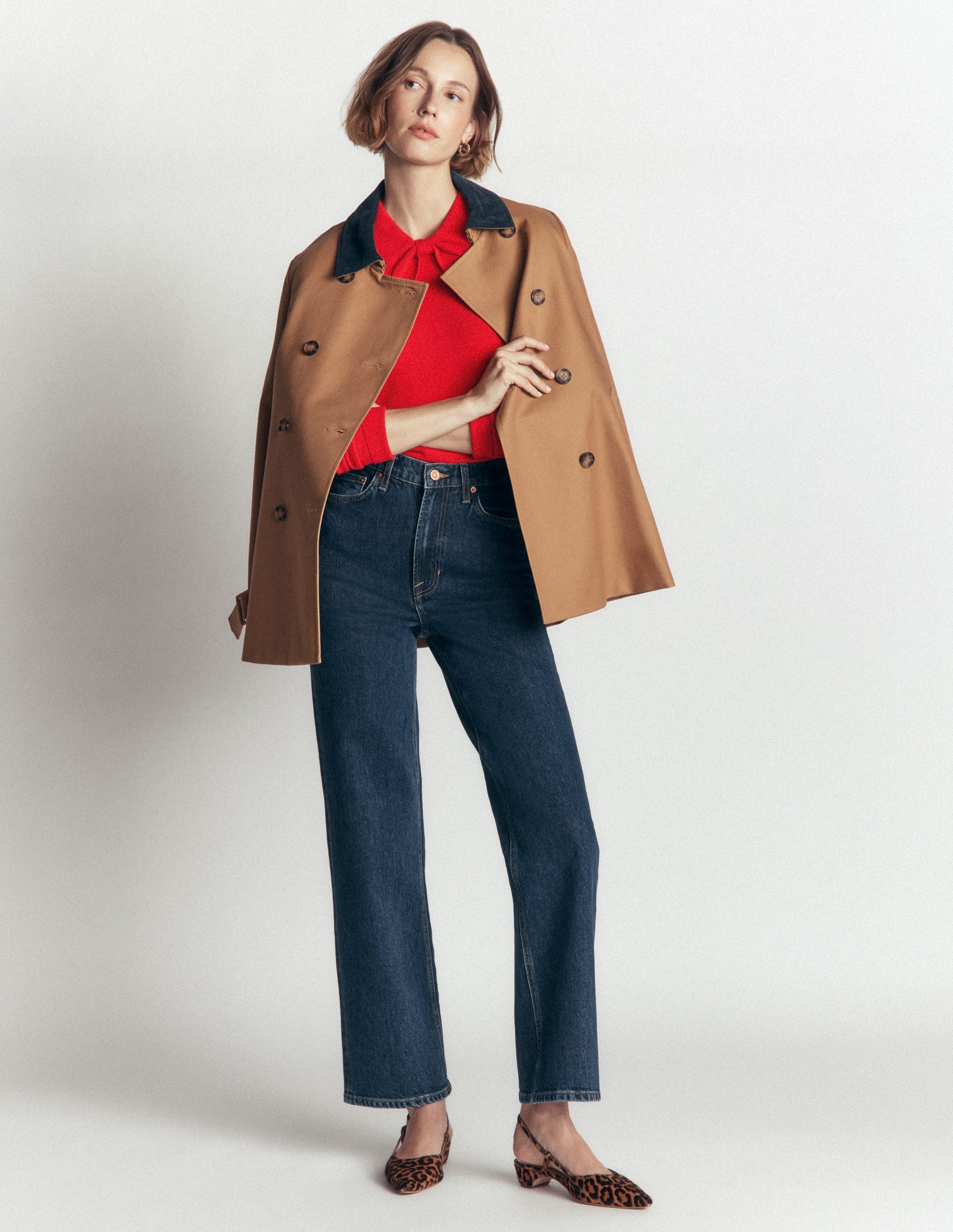 Bow Neck Knitted Jumper-Poppy Red-4