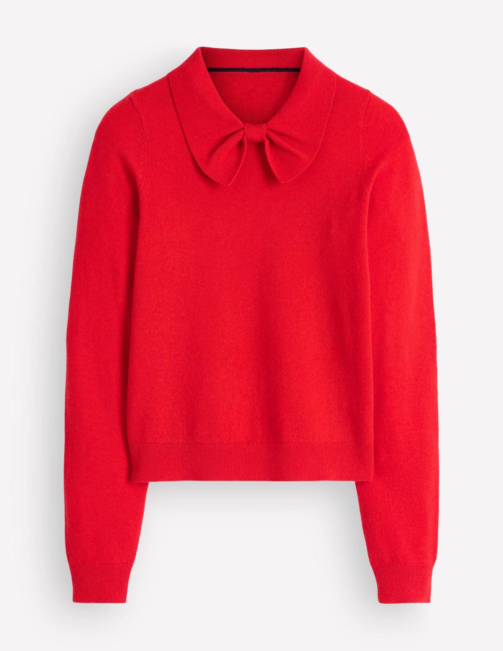 Bow Neck Knitted Jumper-Poppy Red-7