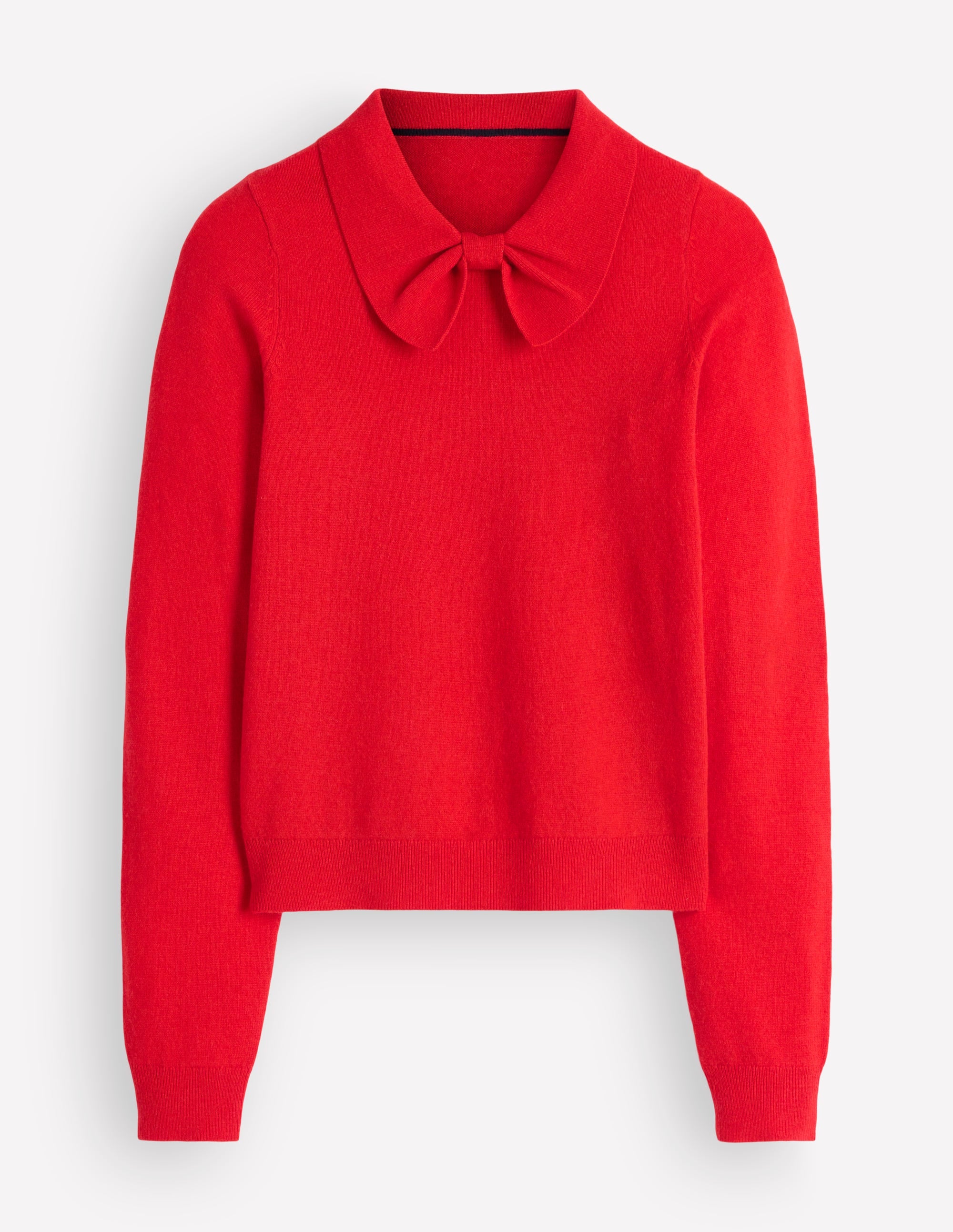 Bow Neck Knitted Jumper-Poppy Red - Image 7
