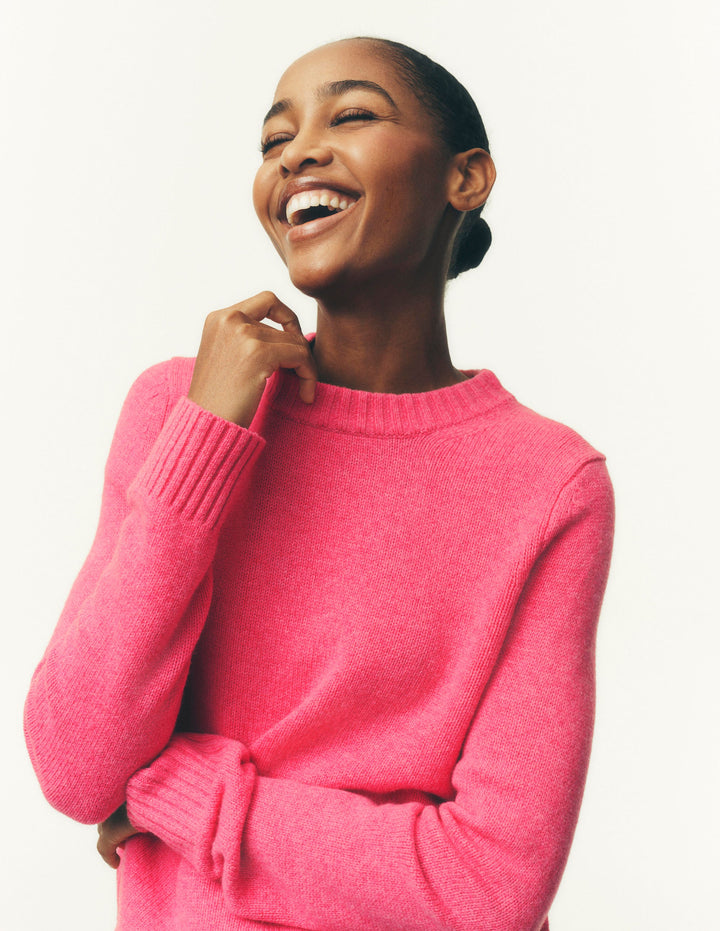 Marta Merino Wool Crew Jumper-Pink Power