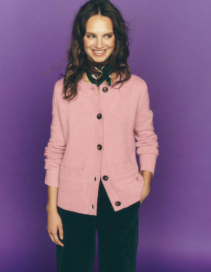 Marta Merino Wool Cardigan-Spring Blossom Pink
