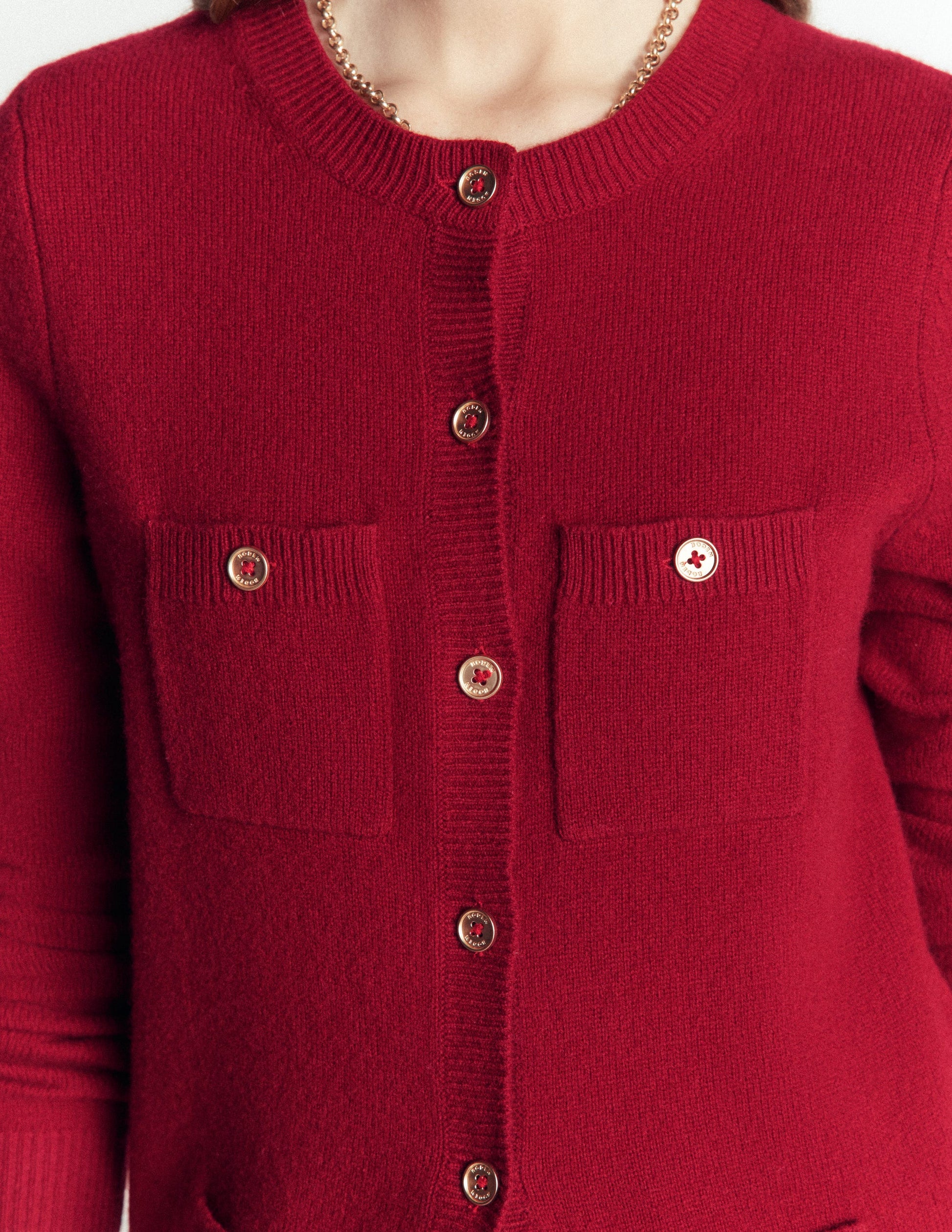 Marianne Merino Wool Cardigan-Crimson Red-2