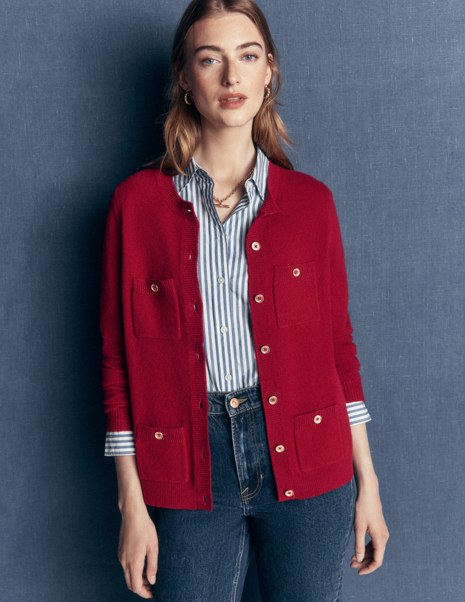 Marianne Merino Wool Cardigan-Crimson Red-4