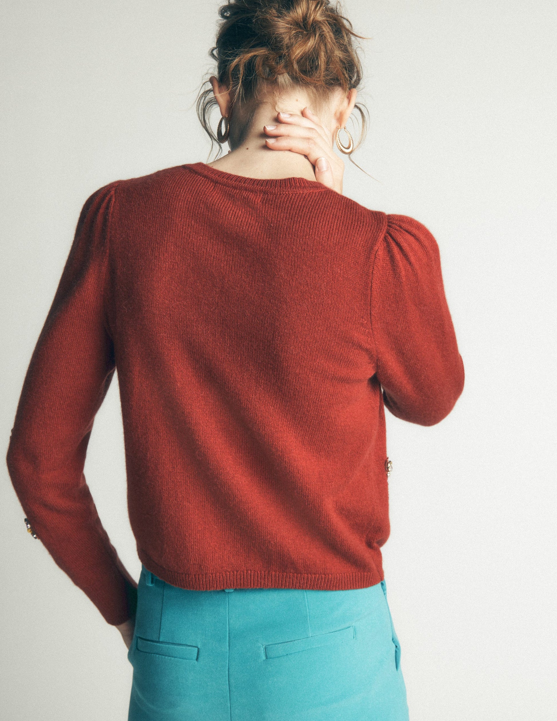 Ria Embellished Knit Cardigan-Gingerbread-5