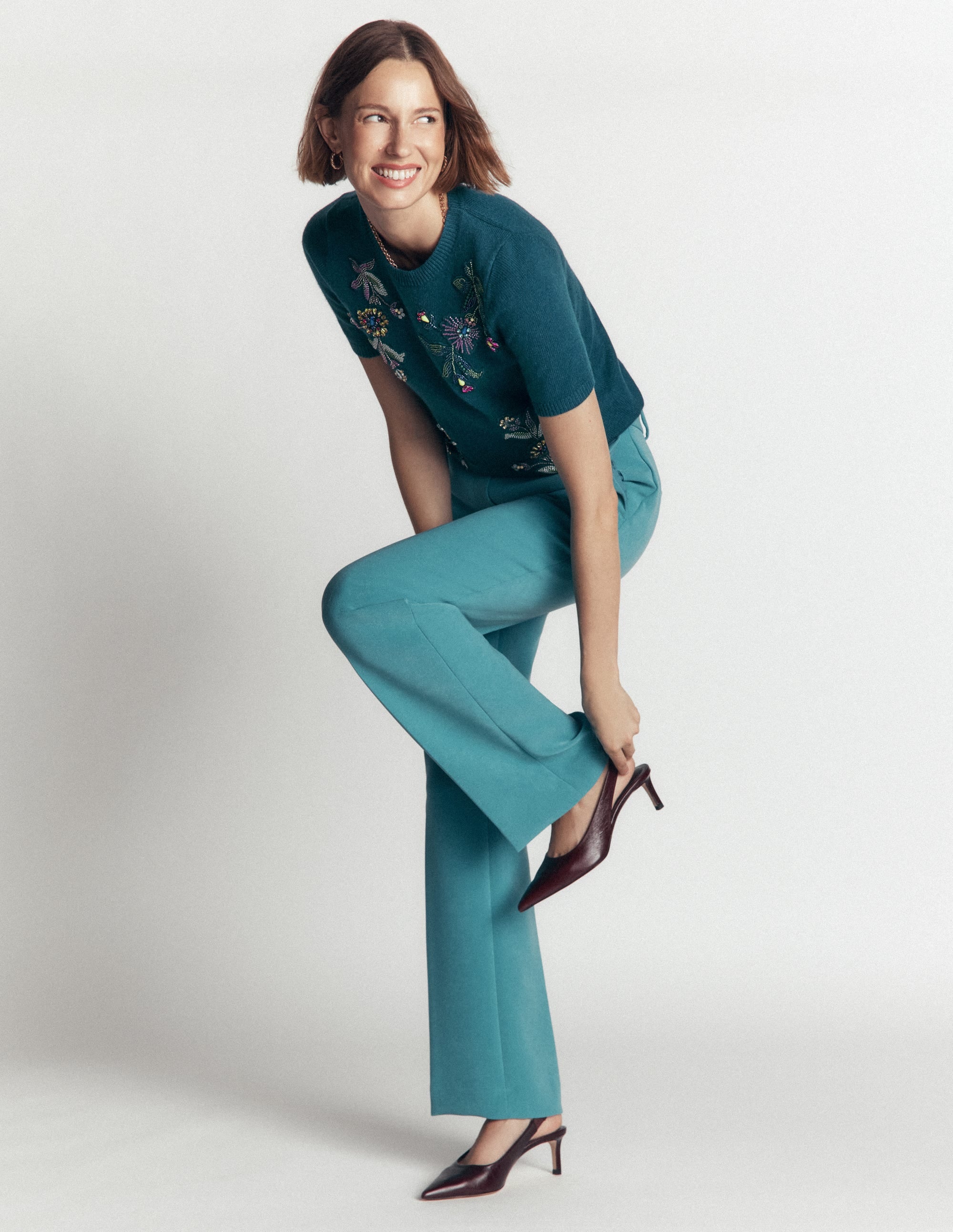 Ria Embellished Knit T-Shirt-Deep Aurora Blue - Image 4