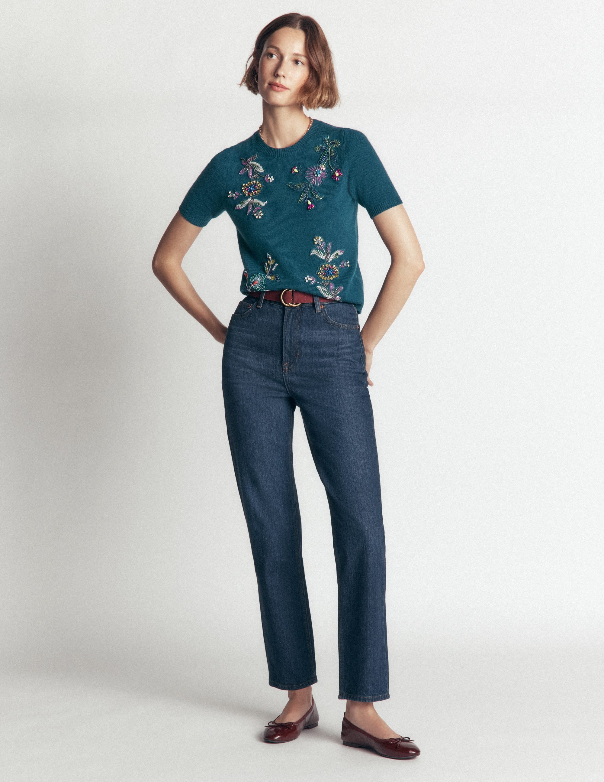Ria Embellished Knit T-Shirt-Deep Aurora Blue - Image 6