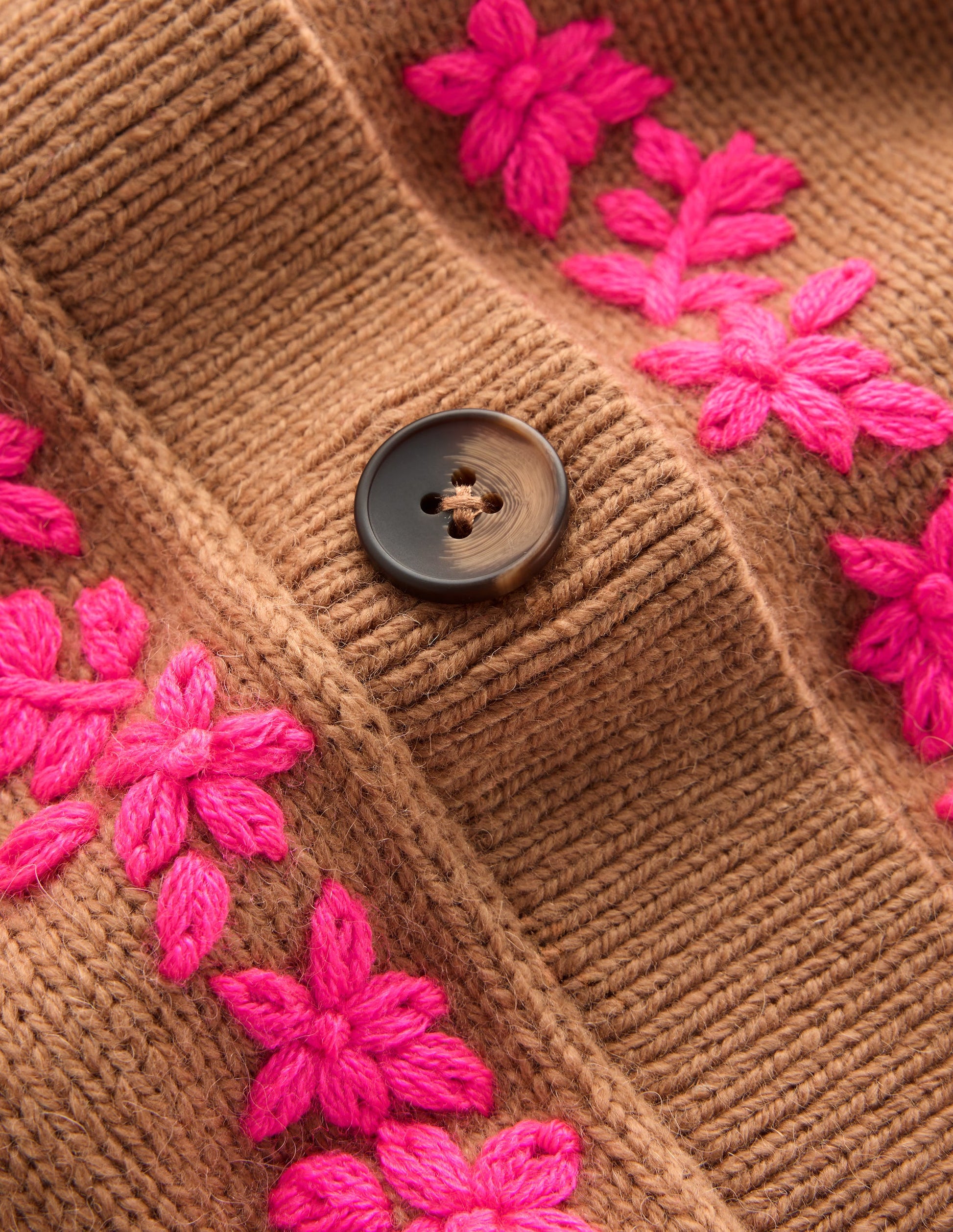 Ella Embroidered Knit Cardigan-Camel, Embroidery-8