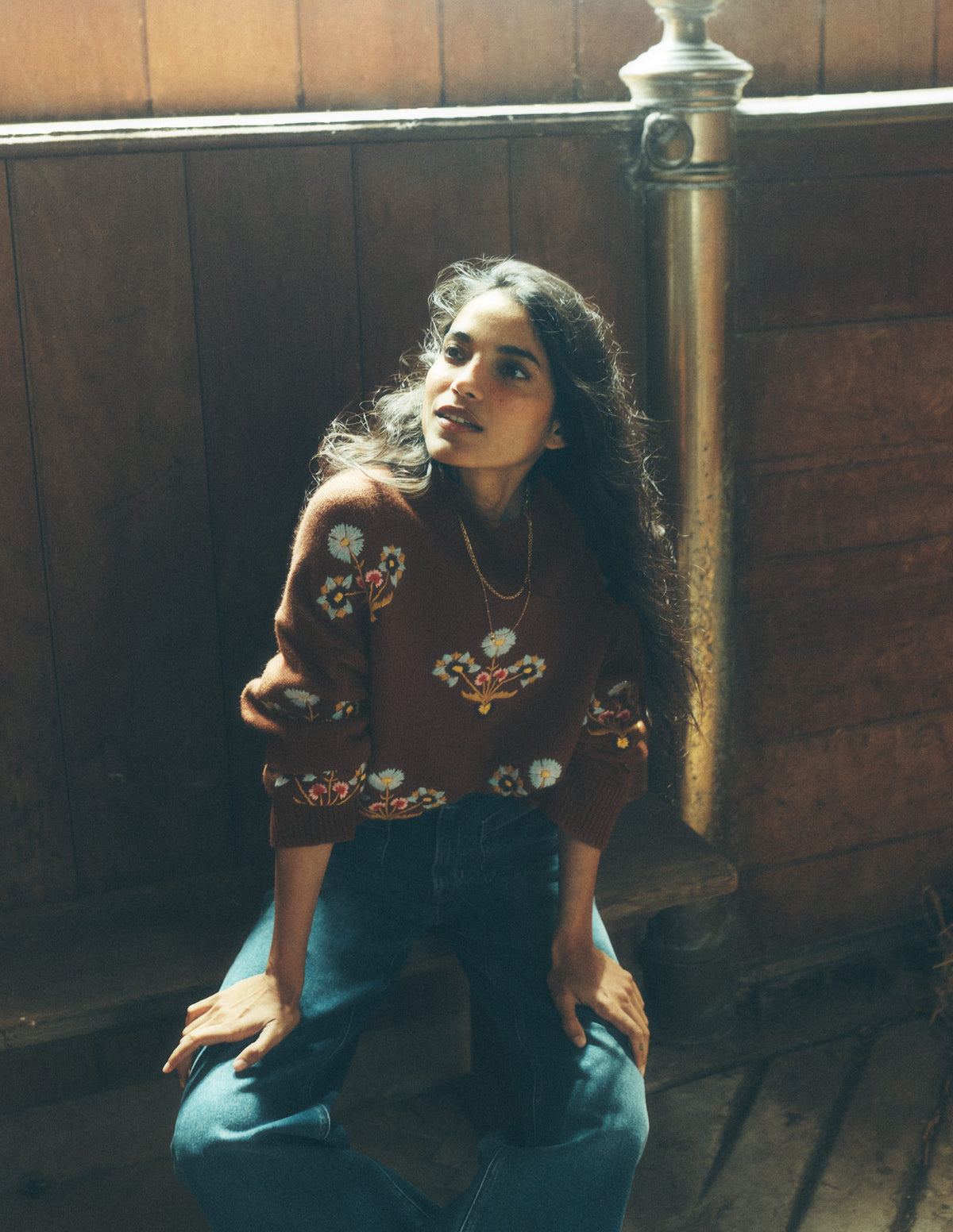 Ella Embroidered Knit Jumper-Raw Umber, Floral-6