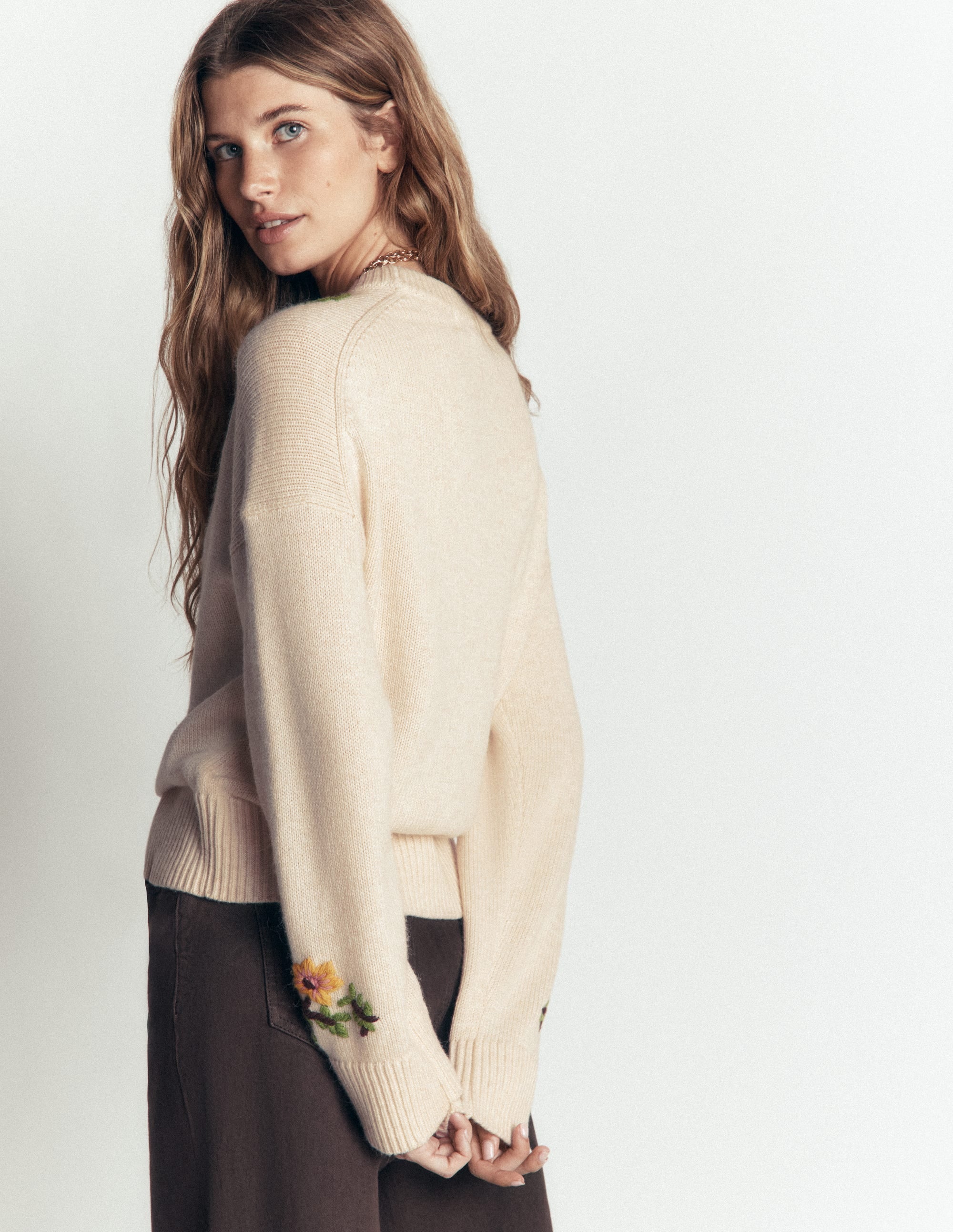 Ella Embroidered Knit Jumper-Ivory Embroidery - Image 3