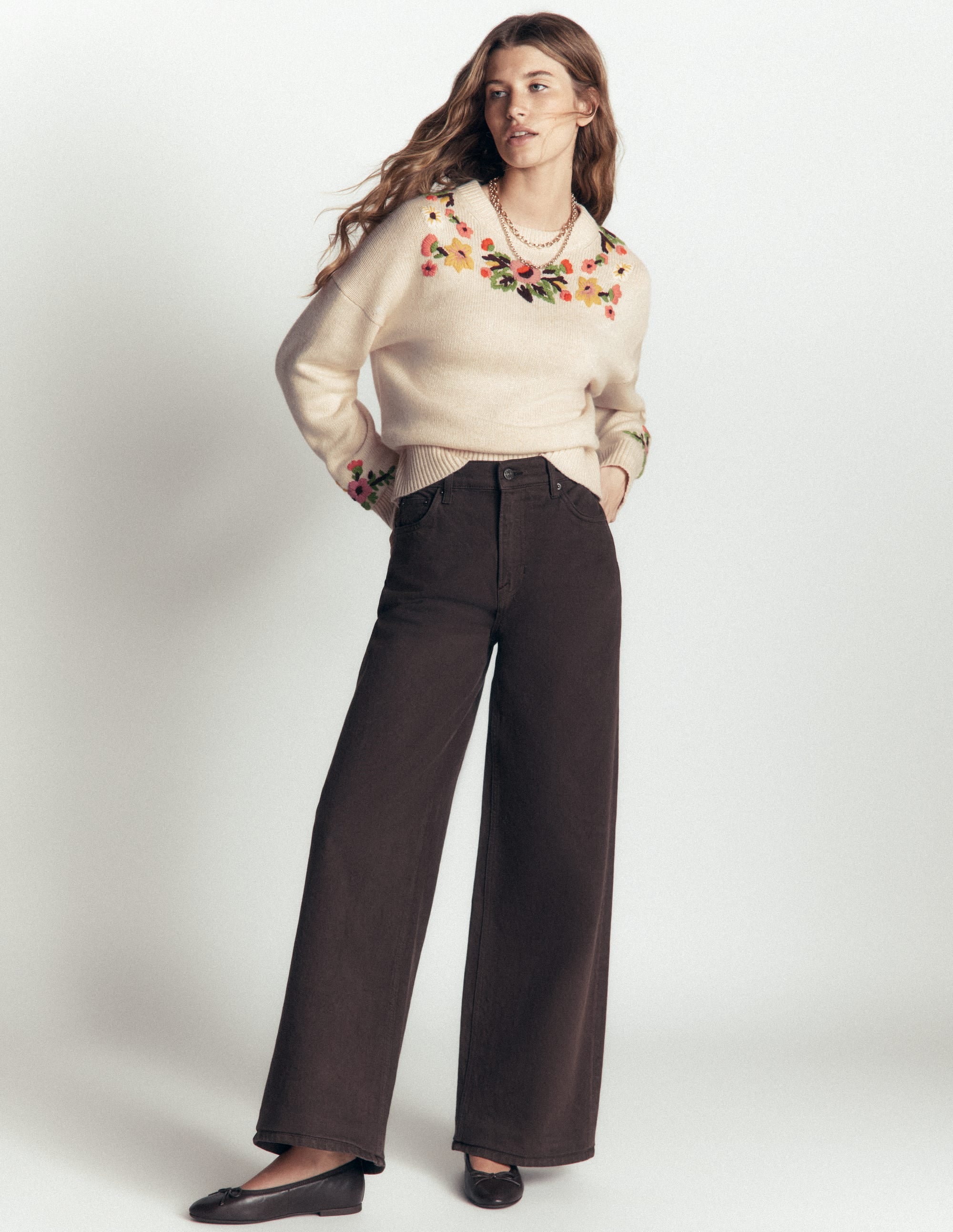 Ella Embroidered Knit Jumper-Ivory Embroidery - Image 4