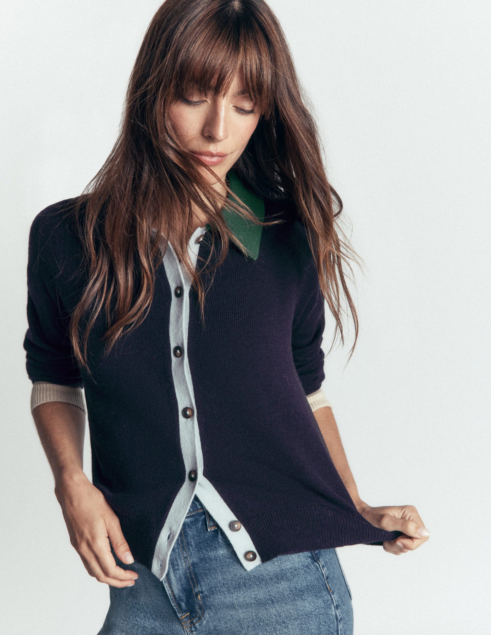 Ariadne Alpaca Blend Cardigan-Navy Colour Block-4