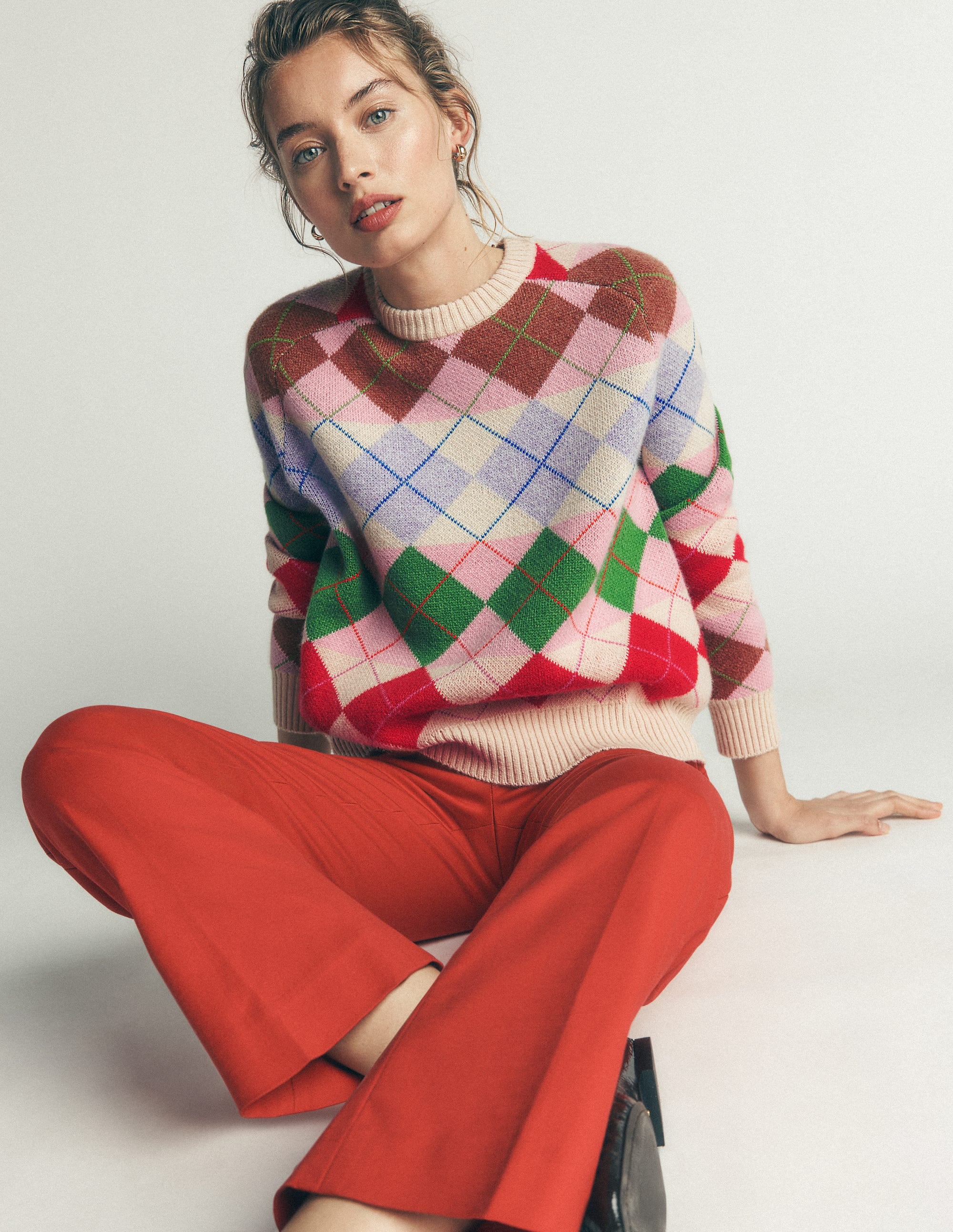 Ariadne Alpaca Blend Jumper-Multi Argyle - Image 2