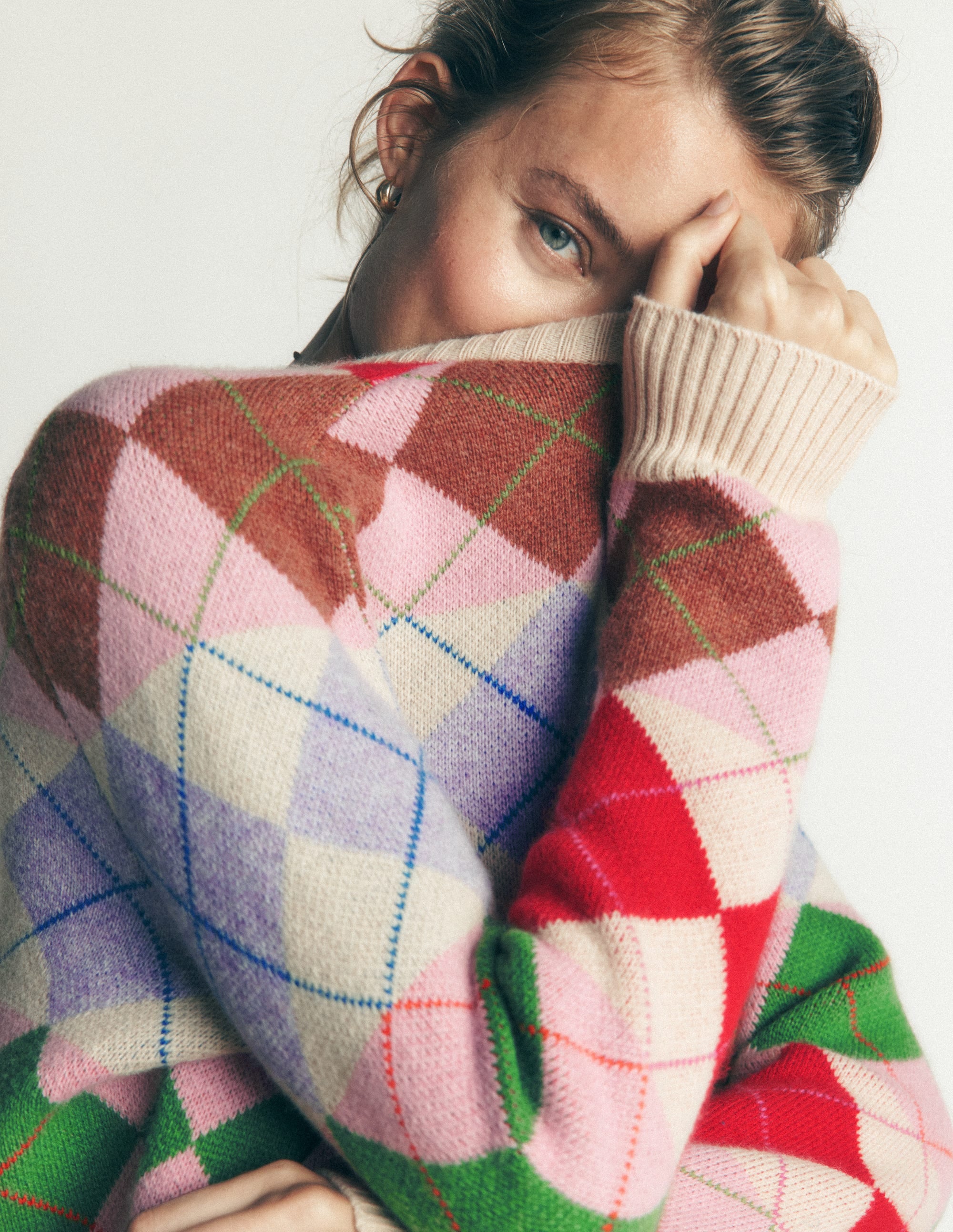 Ariadne Alpaca Blend Jumper-Multi Argyle - Image 3