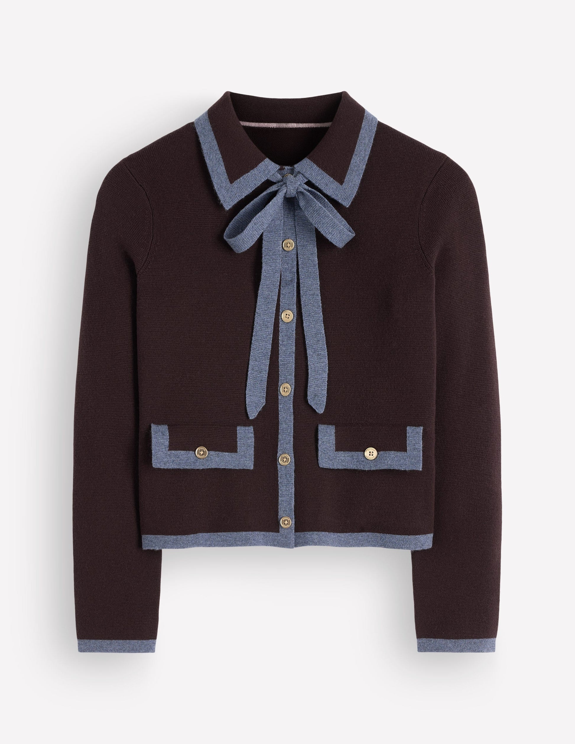 Elizabeth Bow Knitted Jacket-Bitter Chocolate-7