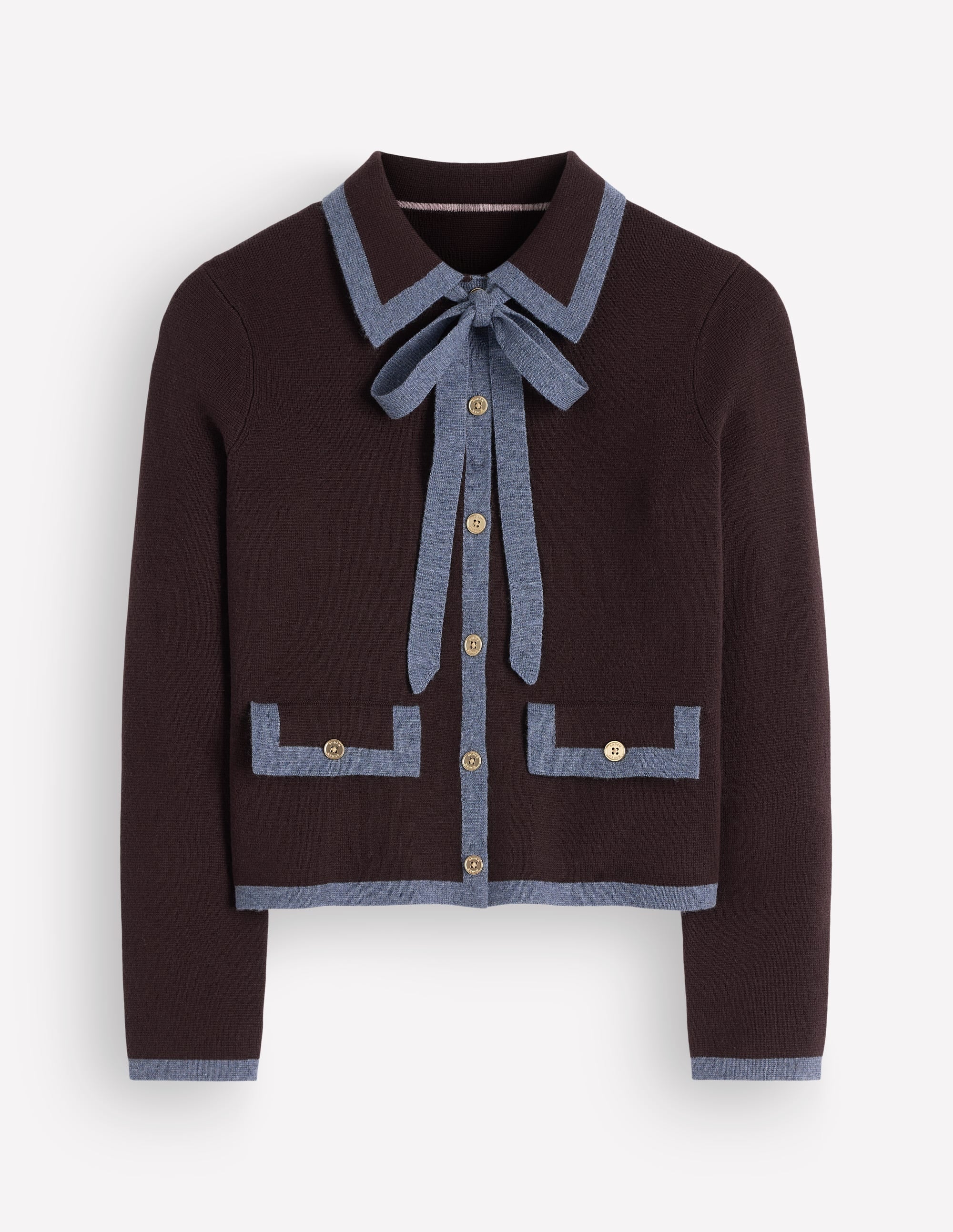 Elizabeth Bow Knitted Jacket-Bitter Chocolate - Image 7