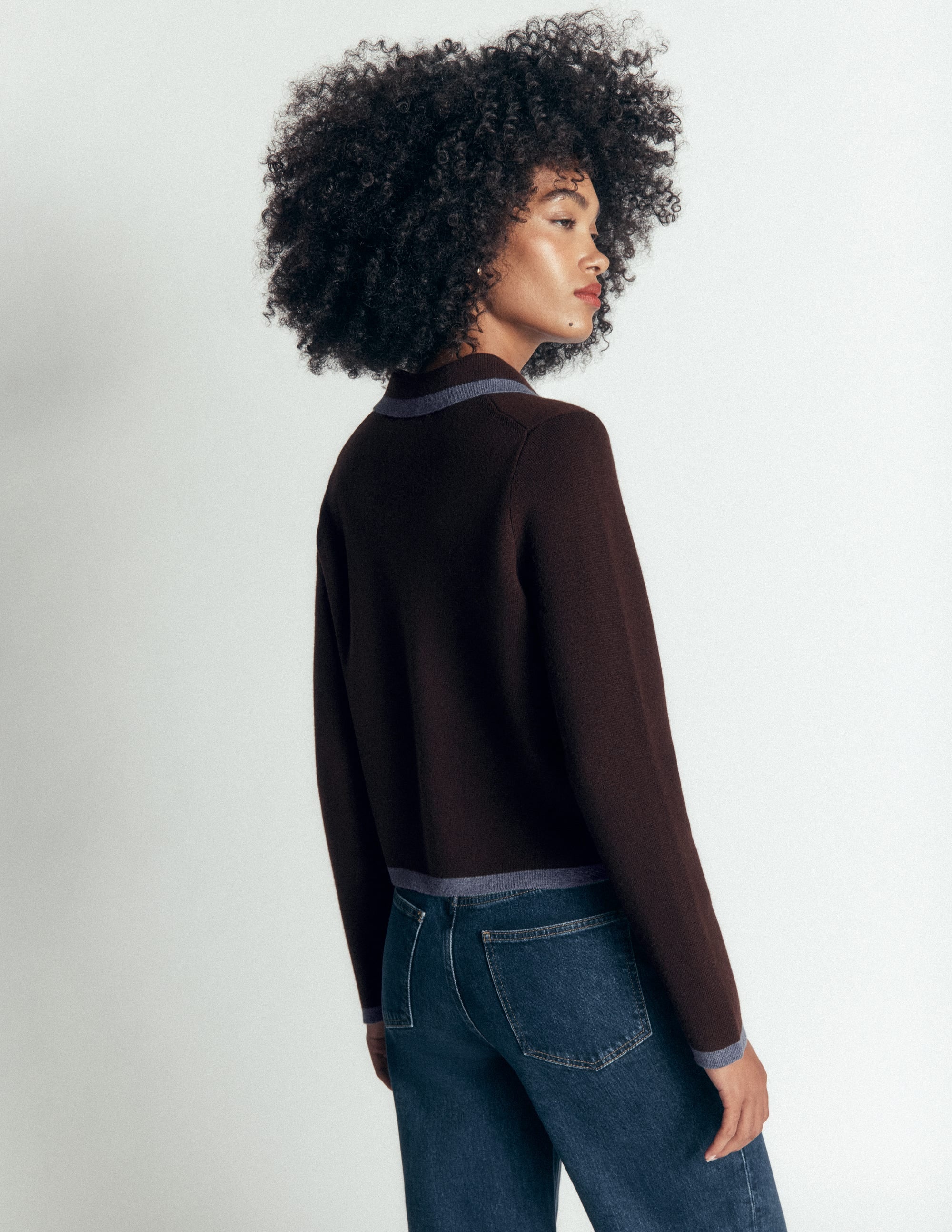 Elizabeth Bow Knitted Jacket-Bitter Chocolate - Image 3